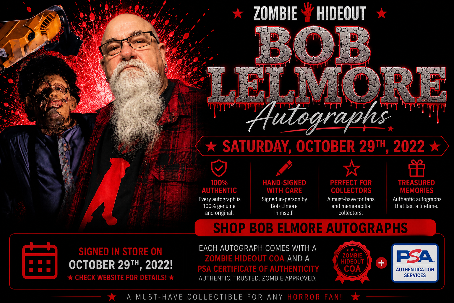 Bob Elmore - Leatherface Autographs