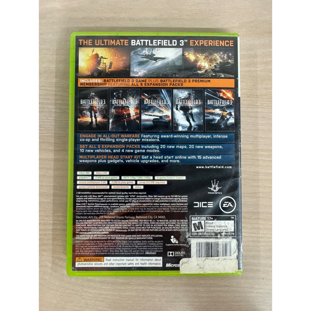 Battlefield 3 Premium Edition Xbox 360 Video Game FPS Multiplayer