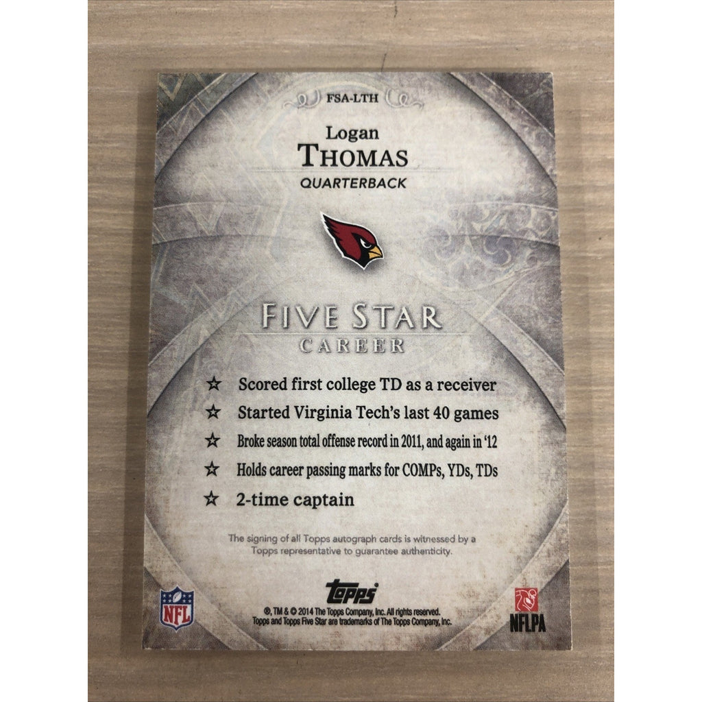 2014 Topps Five Star Logan Thomas Auto