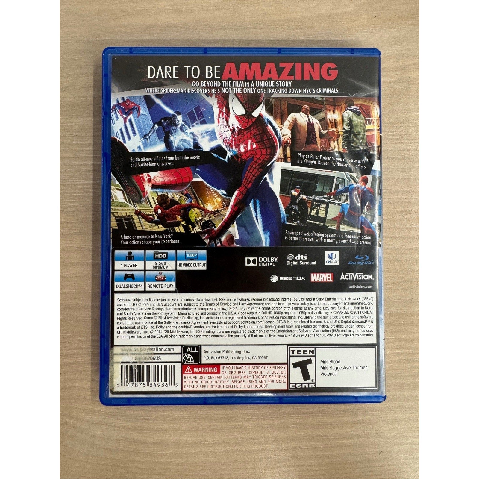 The Amazing Spider-Man 2 PS4 Video Game Action Adventure Marvel