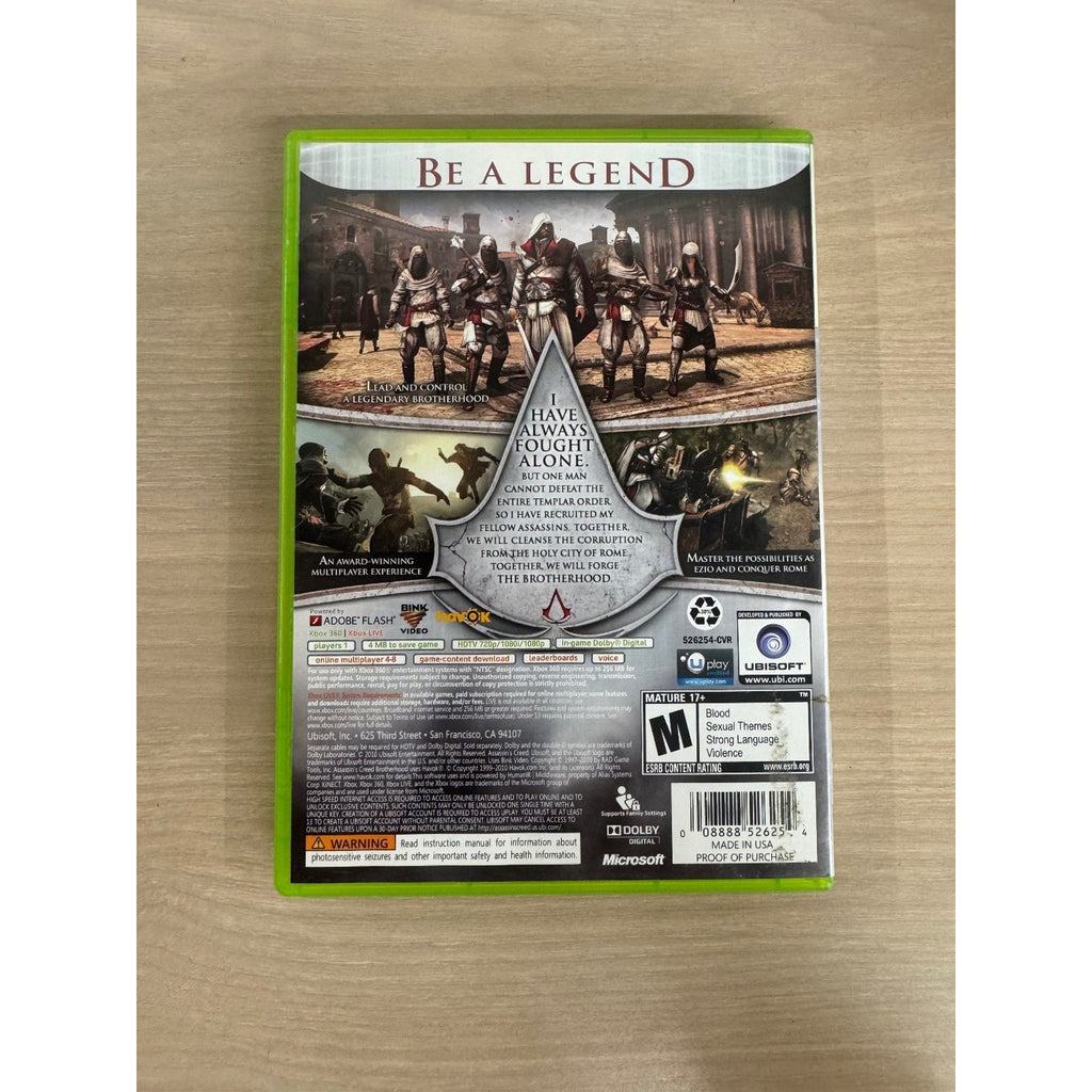 Assassin's Creed Brotherhood Xbox 360 Video Game Action Adventure