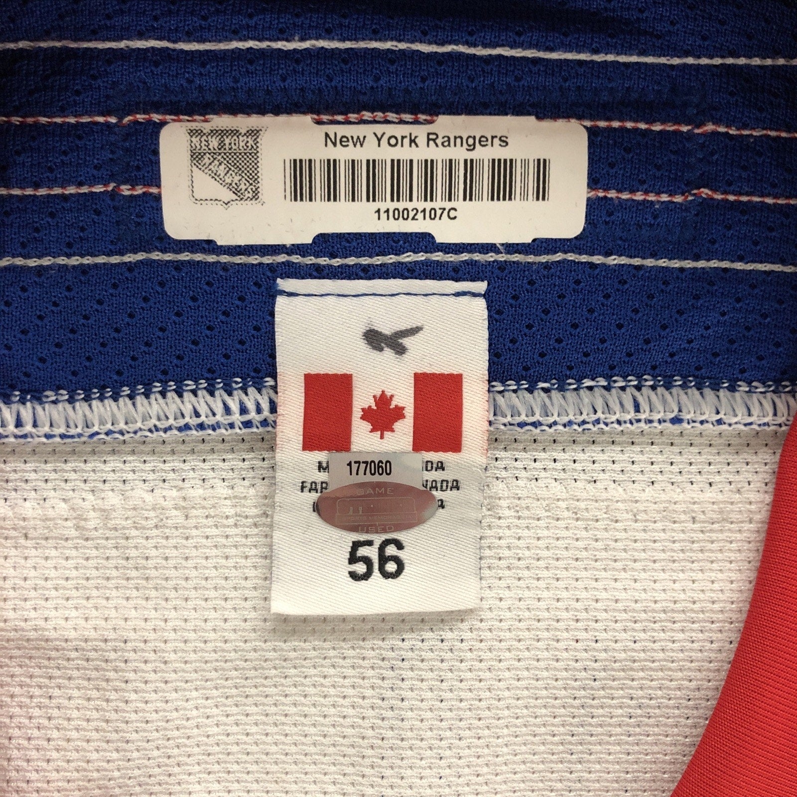 Anton Strålman New York Rangers Game Issued Jersey Reebok Edge Size 56 Steiner