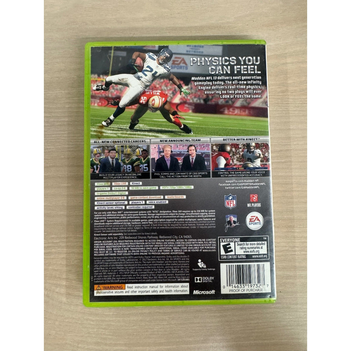 Madden NFL 13 Xbox 360 Video Game EA Sports Football NTSC Kinect