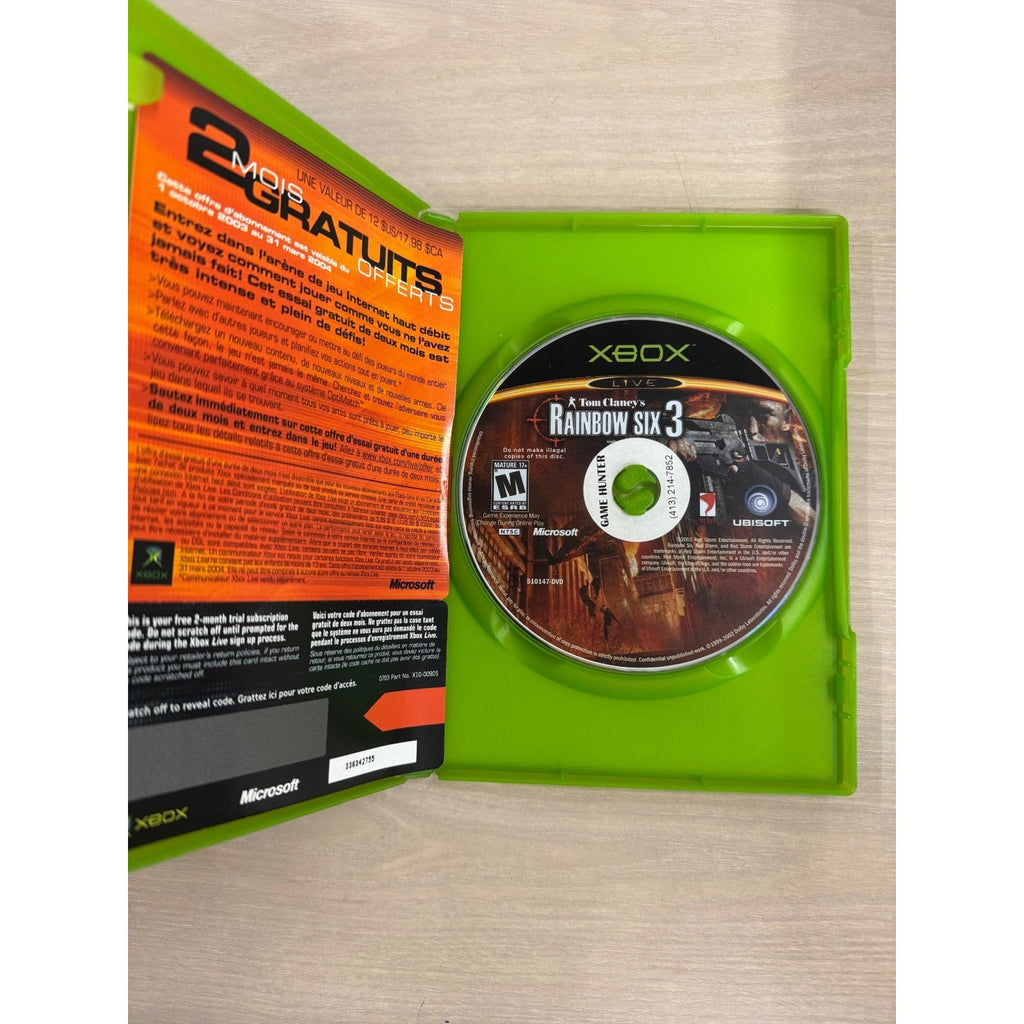 Tom Clancy's Rainbow Six 3 Xbox Video Game Squad-Based Counter Terror FPS