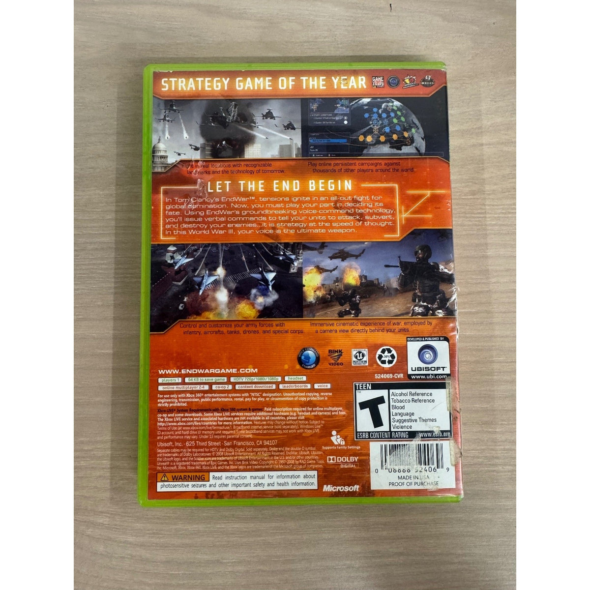 Tom Clancy's EndWar Xbox 360 Video Game Strategy RTS Voice Command
