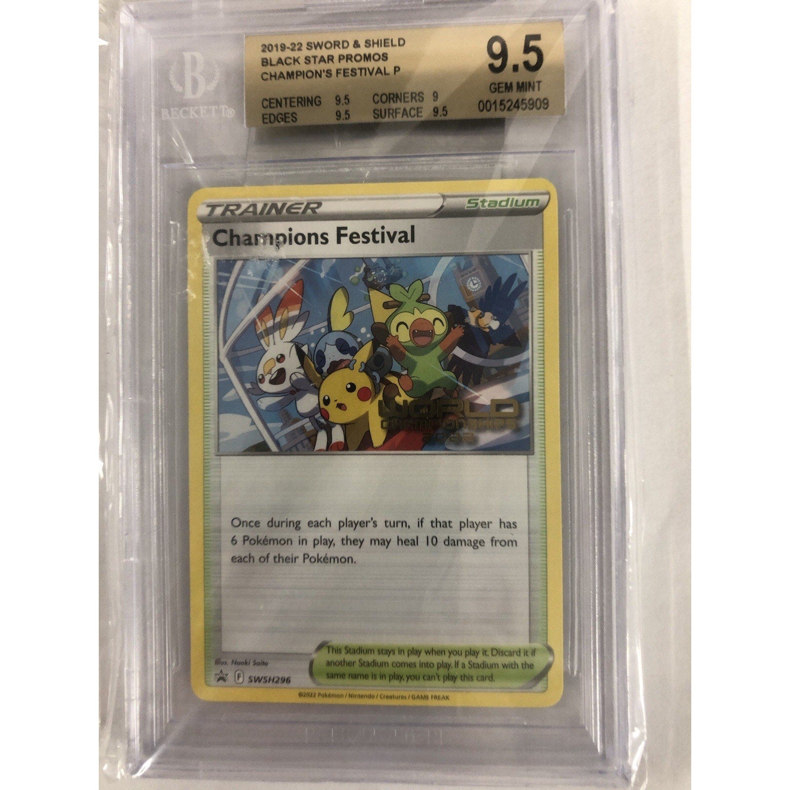 Pokémon Champions Festival 2022 Black Star Promo Swsh296 Beckett 9.5