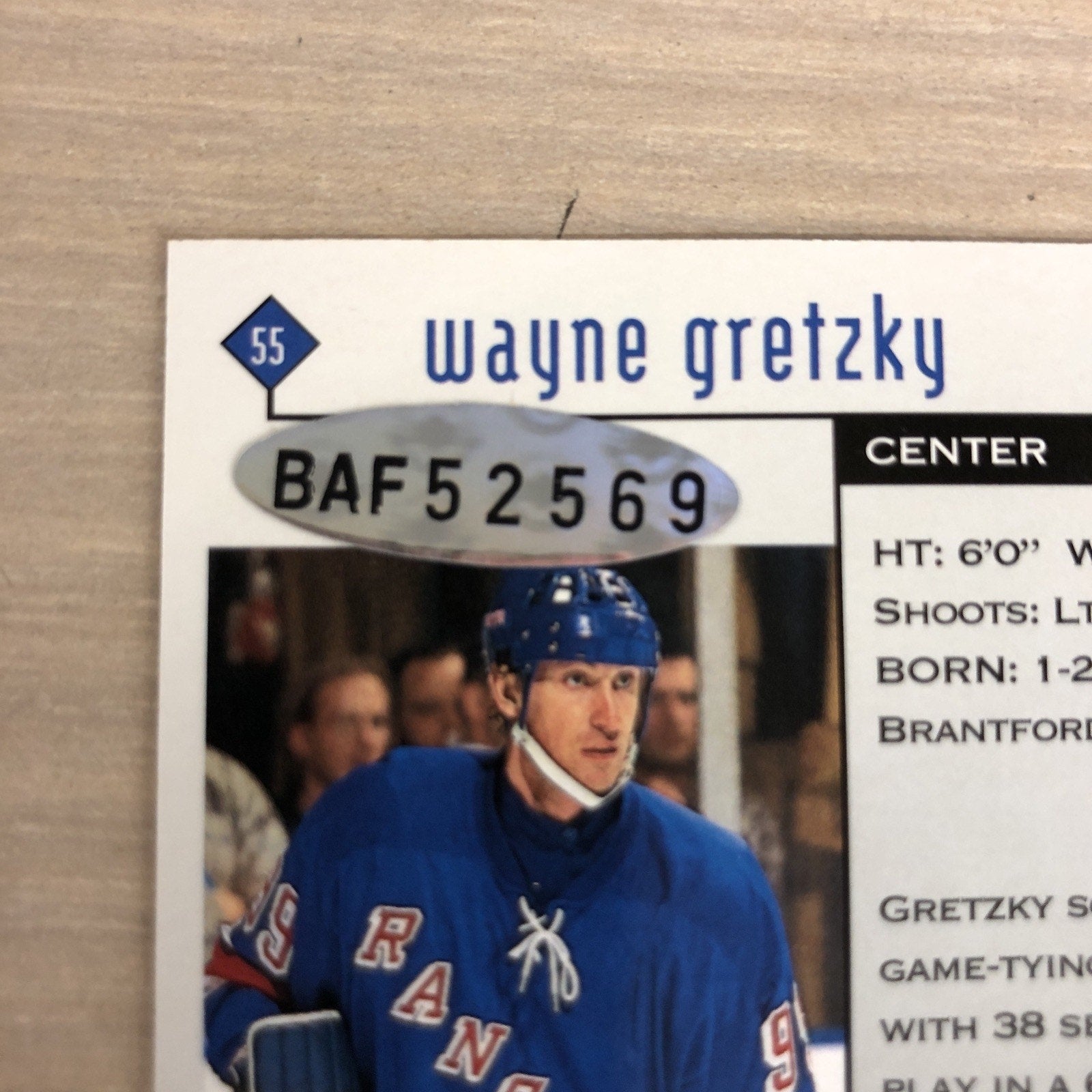 1999 Upper Deck Black Diamonds Wayne Gretzky On Card Auto /49