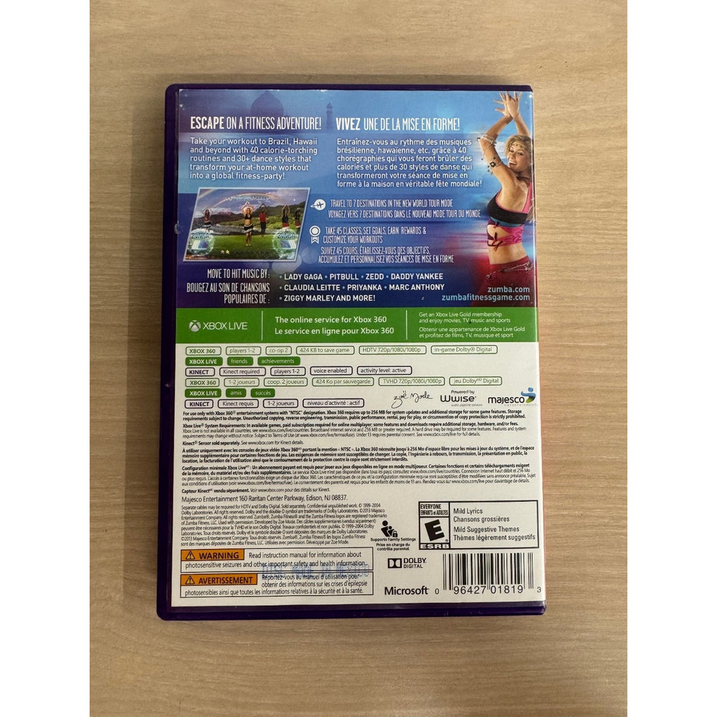 Zumba Fitness World Party Xbox 360 Video Game Kinect Fitness Dance 40 Songs