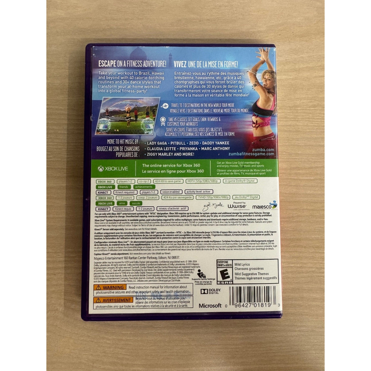 Zumba Fitness World Party Xbox 360 Video Game Kinect Fitness Dance 40 Songs