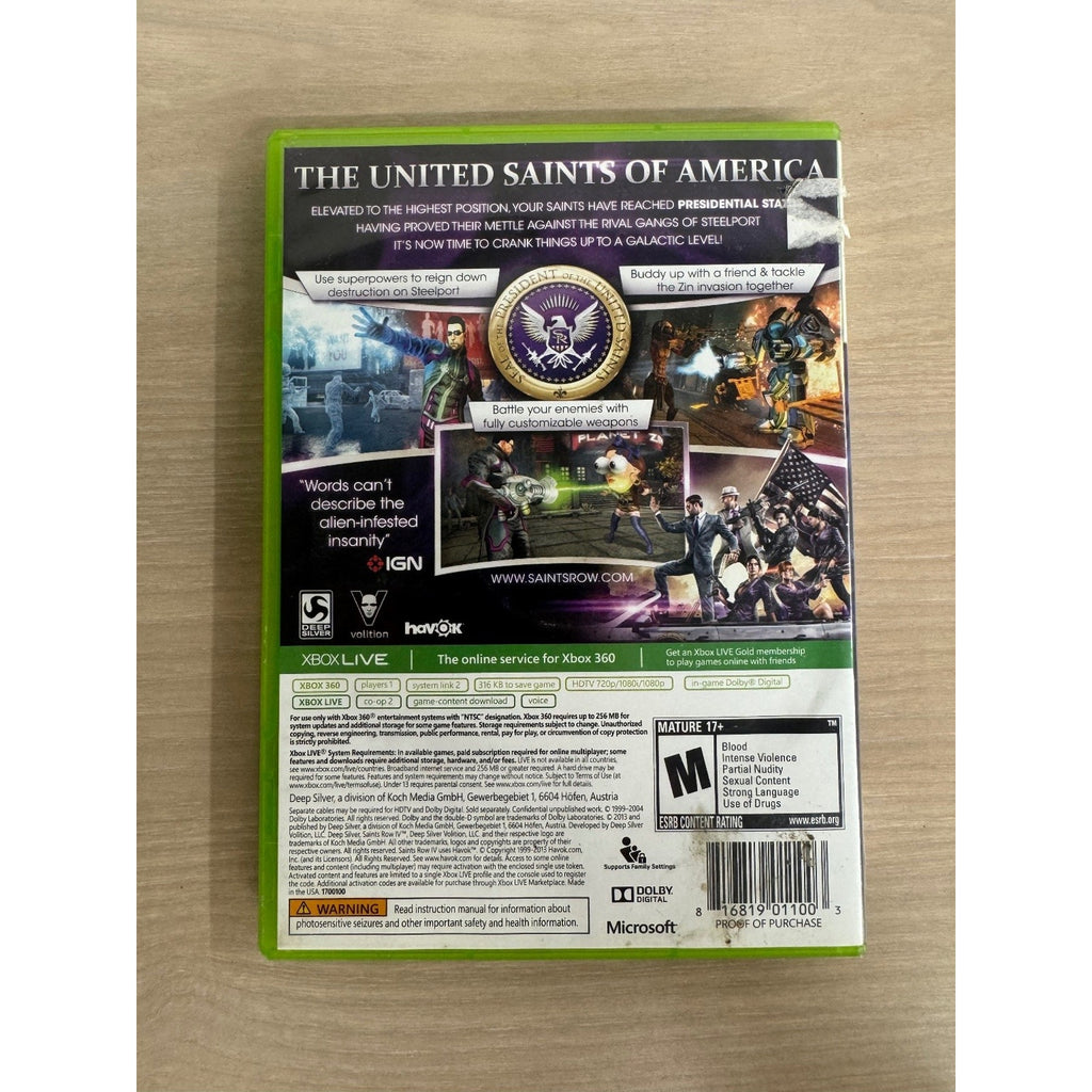 Saints Row IV Xbox 360 Video Game Open World Action Multiplayer