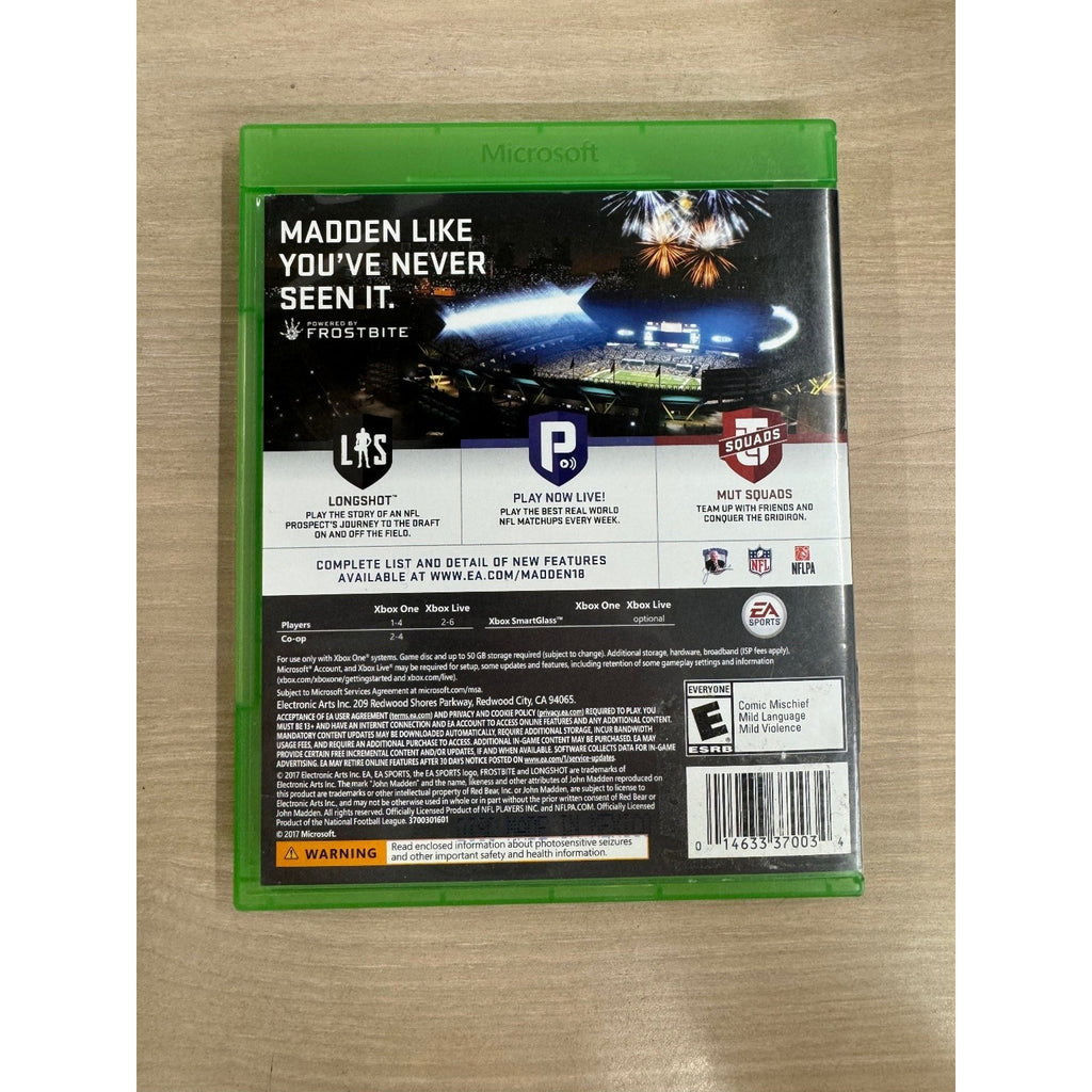 Madden NFL 18 Xbox One Video Game Longshot Story Mode Football