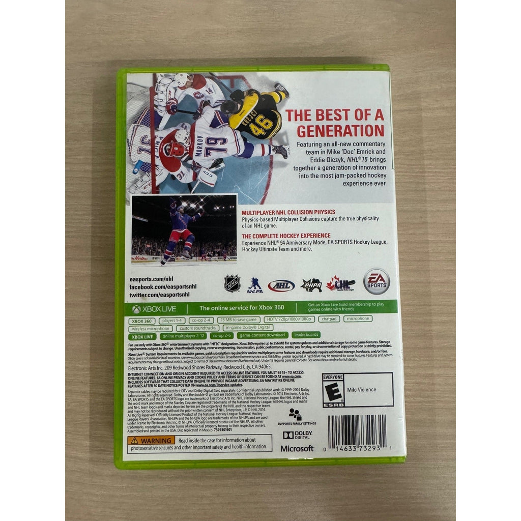 NHL 15 Xbox 360 Video Game EA Sports Hockey Multiplayer NTSC