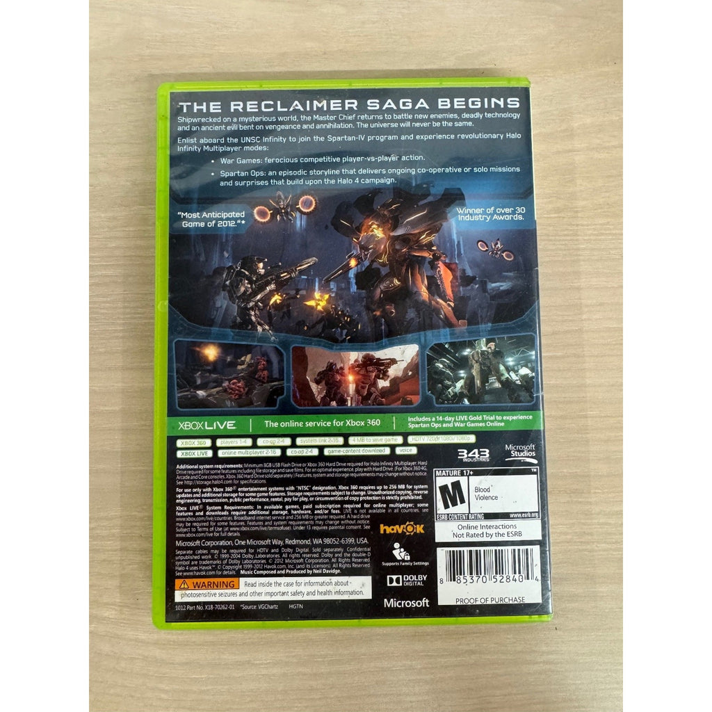 Halo 4 Xbox 360 Video Game Multiplayer Online Co-op NTSC