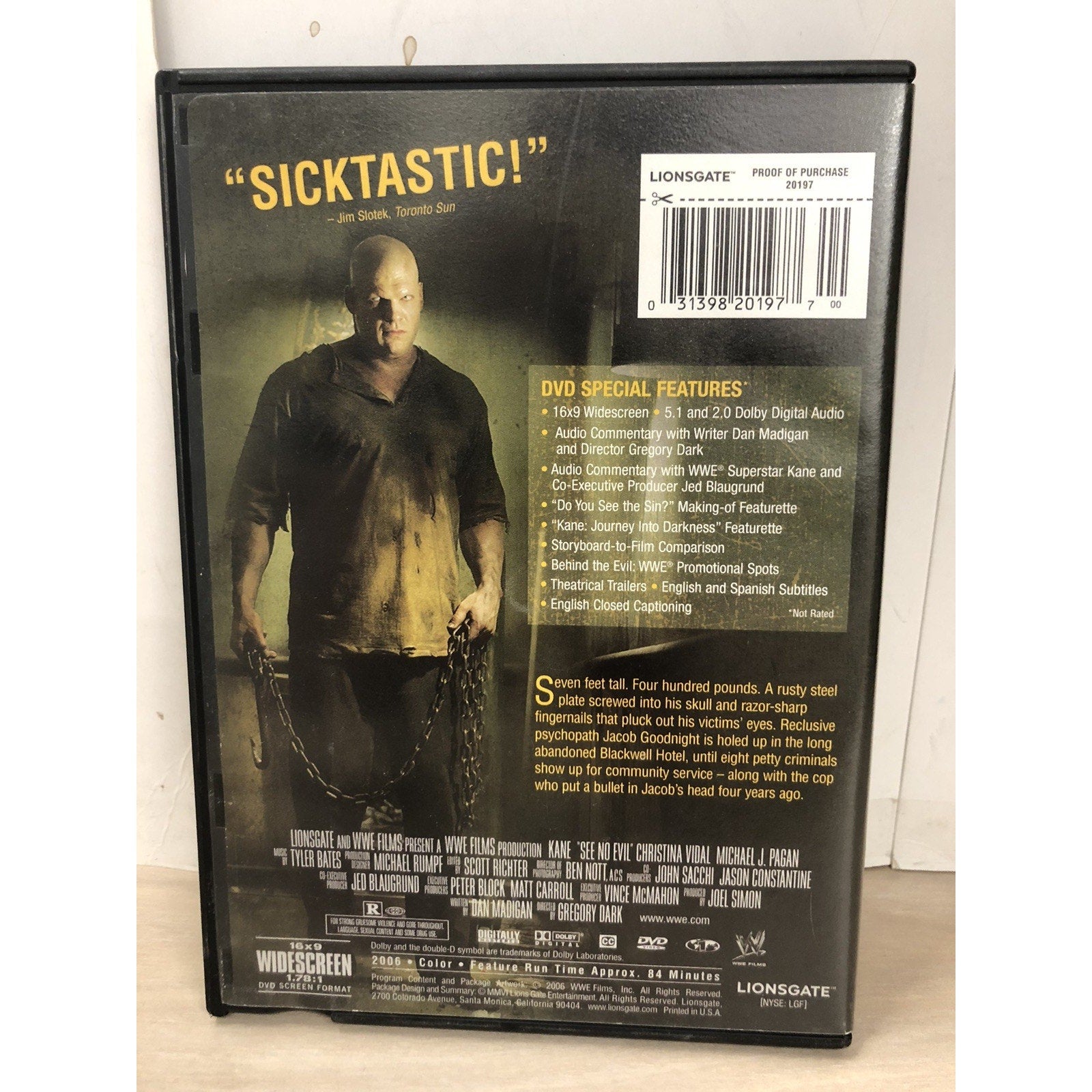 See No Evil KANE WWE Signed Autographed DVD Blockbuster Case No CoA