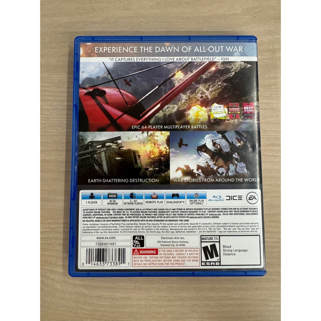 Battlefield 1 PS4 Video Game DICE EA Shooter Multiplayer PS4