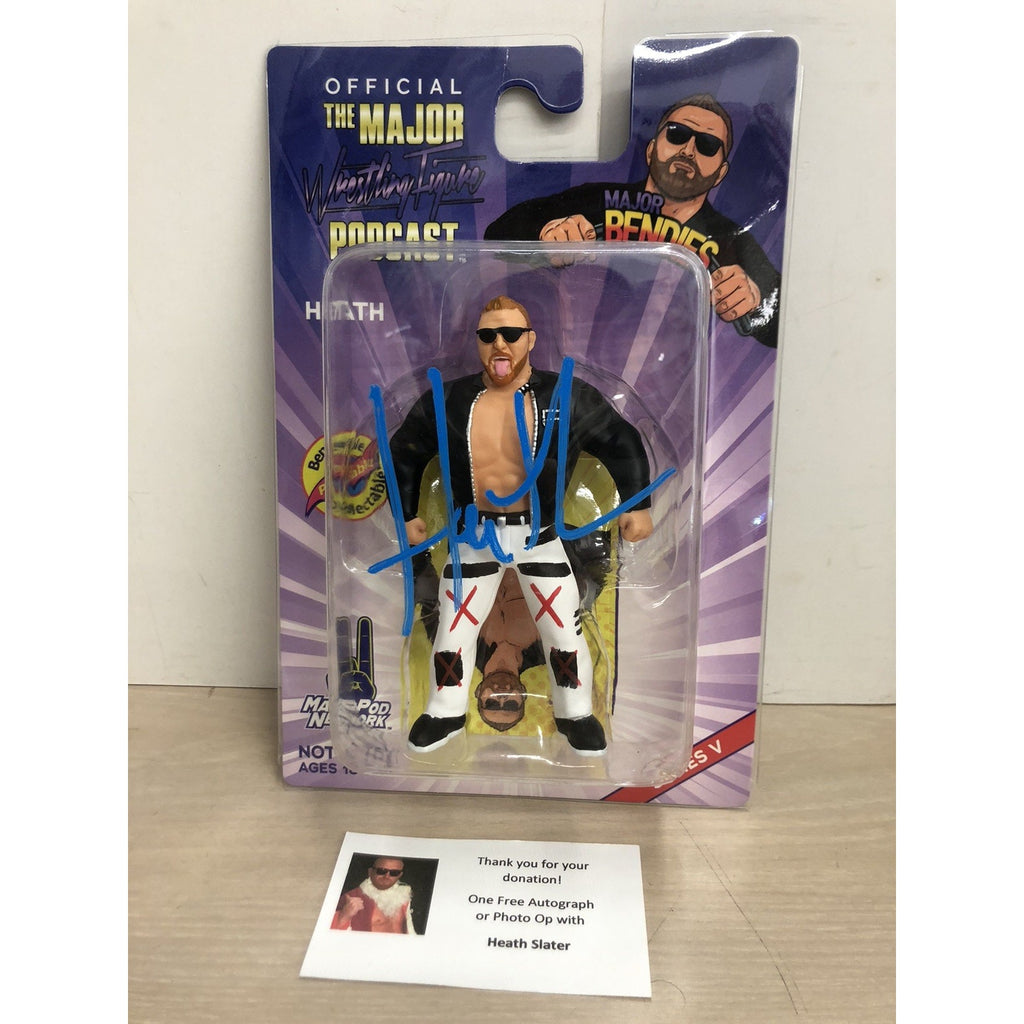 Signed Heath Major Wrestling Figure Podcast Bendies Autographed WWE Series 5