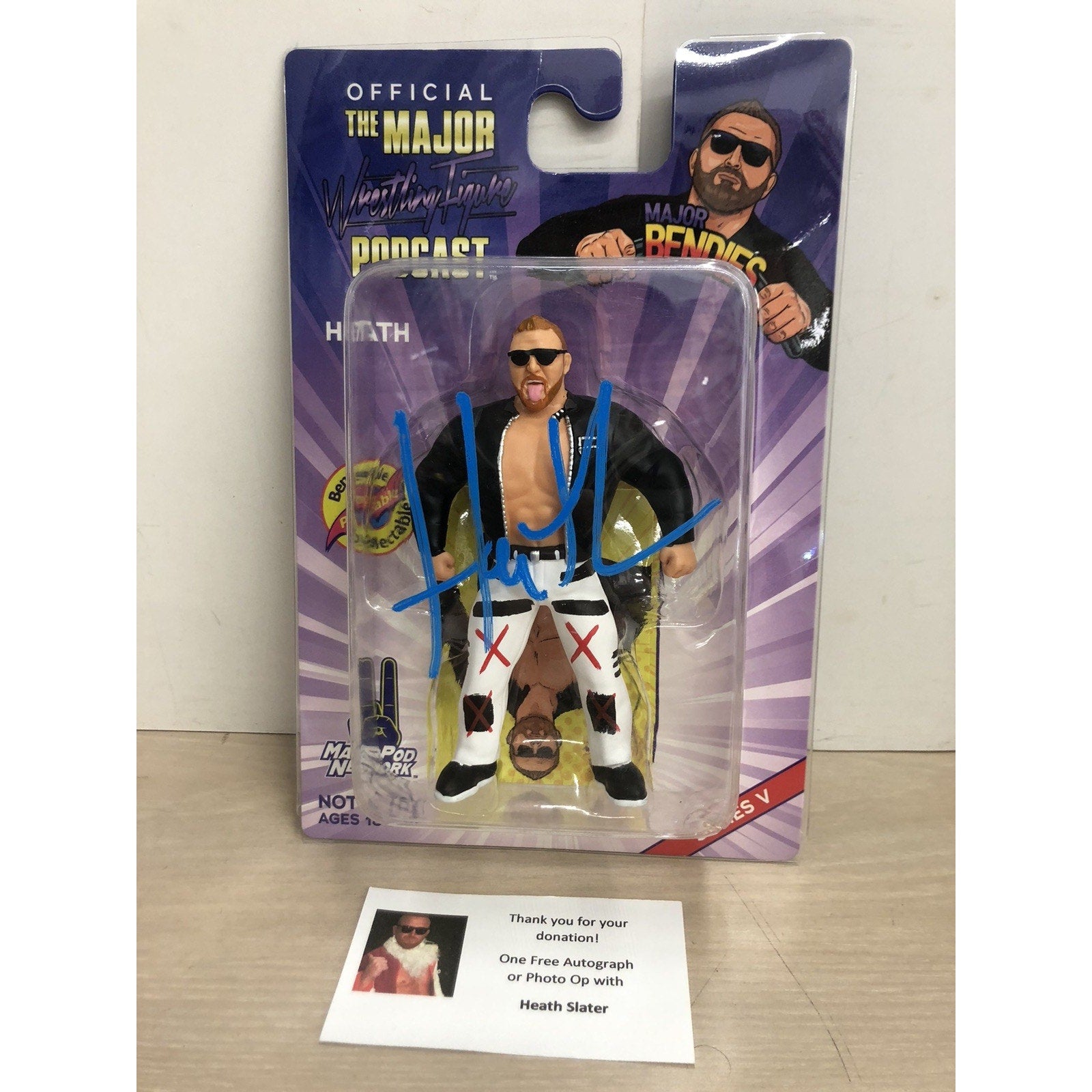 Signed Heath Major Wrestling Figure Podcast Bendies Autographed WWE Series 5