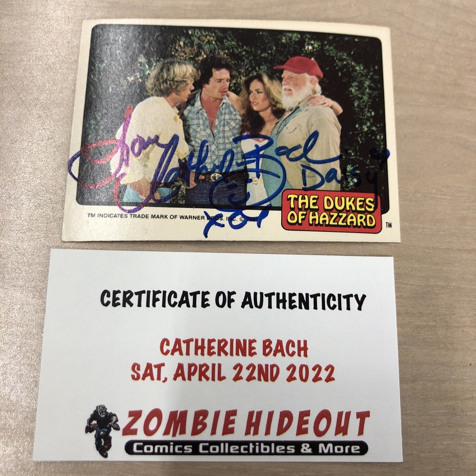 1981 The Dukes of Hazzard 'Daisy' Card SIGNED Catherine Bach! Zombie Hideout COA