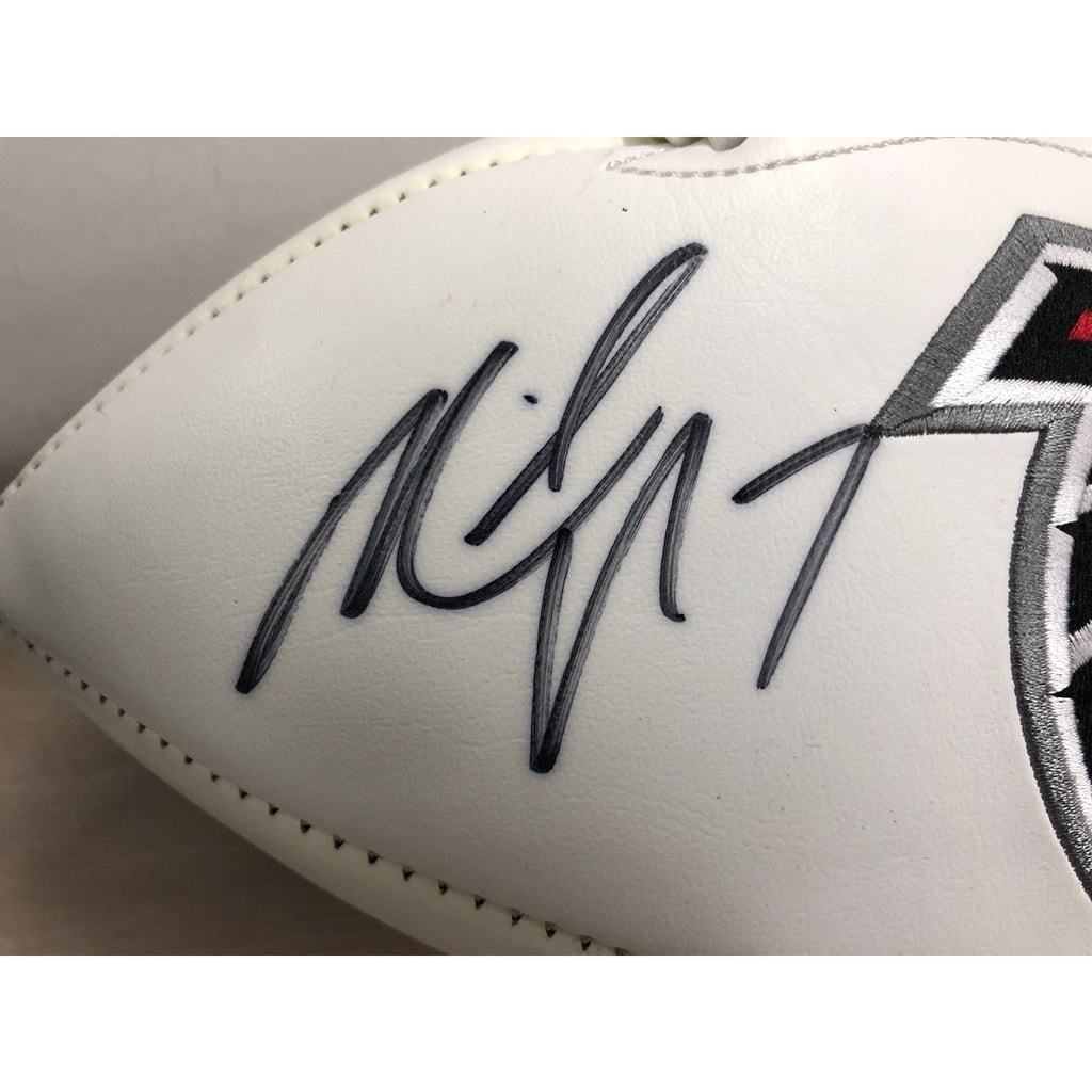 Michael Vick Signed Atlanta Falcons Autograph NFL Team Logo Football BECKETT CoA