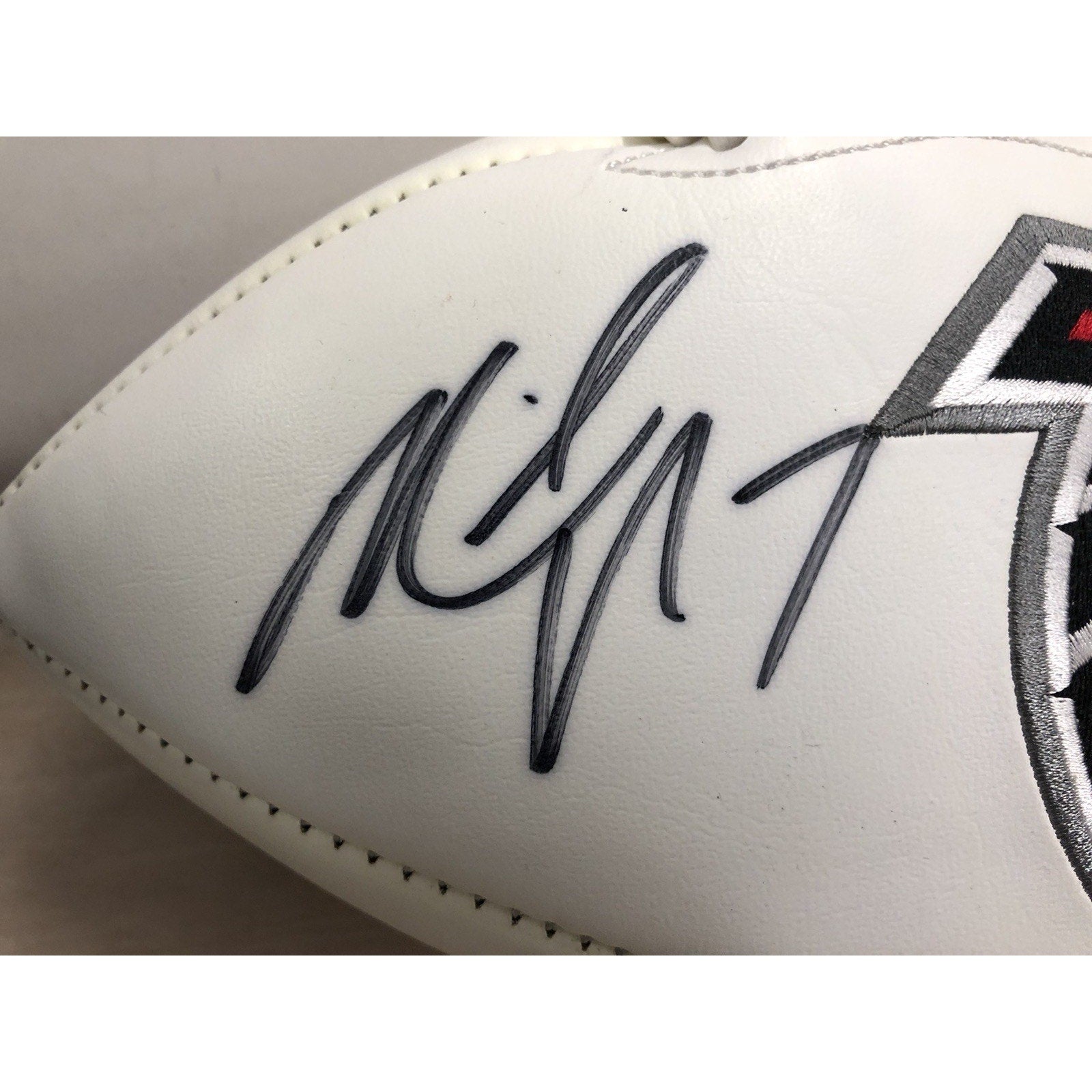Michael Vick Signed Atlanta Falcons Autograph NFL Team Logo Football BECKETT CoA