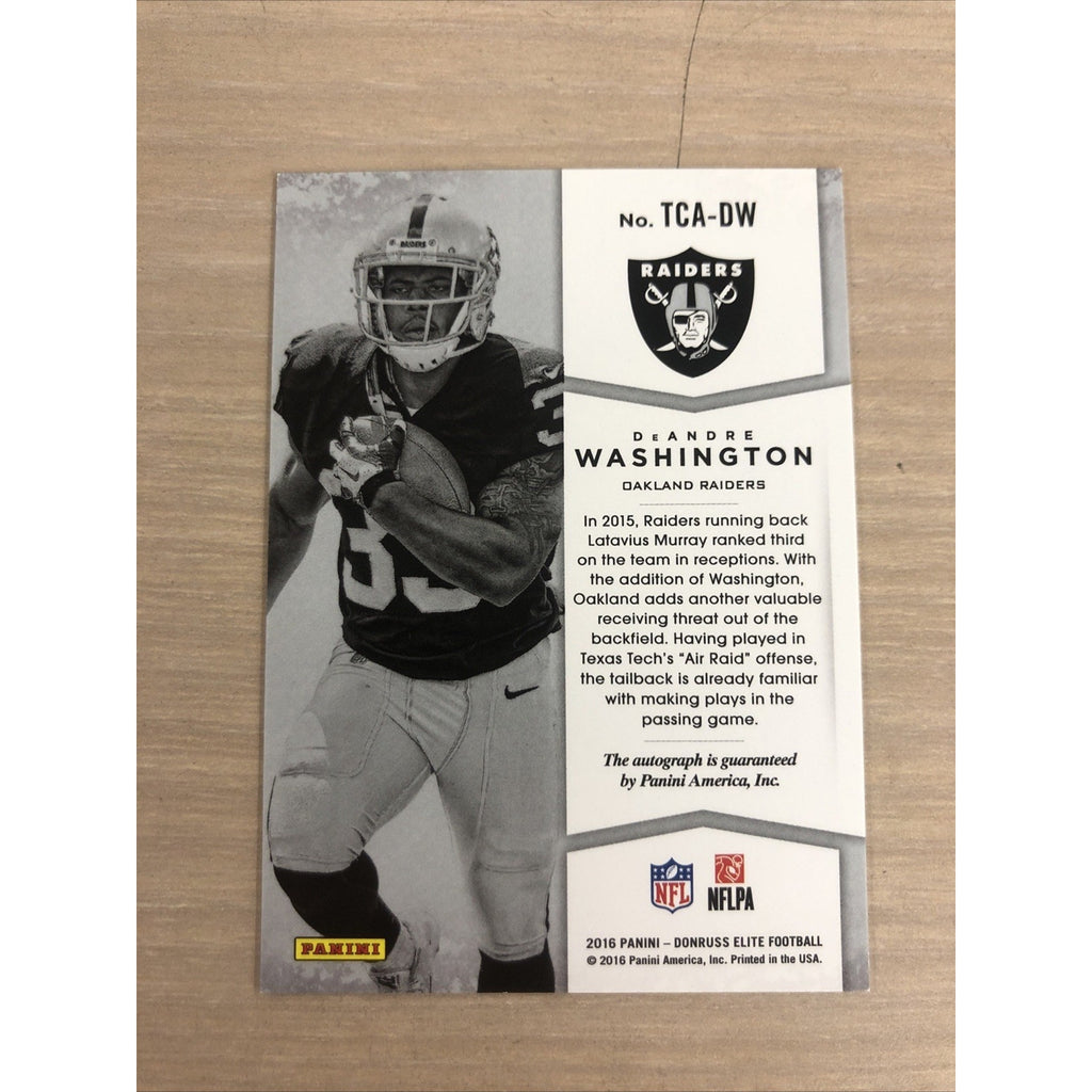 2016 Panini Donruss Elite Football DeAndre Washington Turn Of The Century Auto