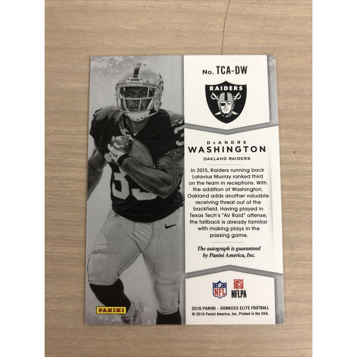 2016 Panini Donruss Elite Football DeAndre Washington Turn Of The Century Auto