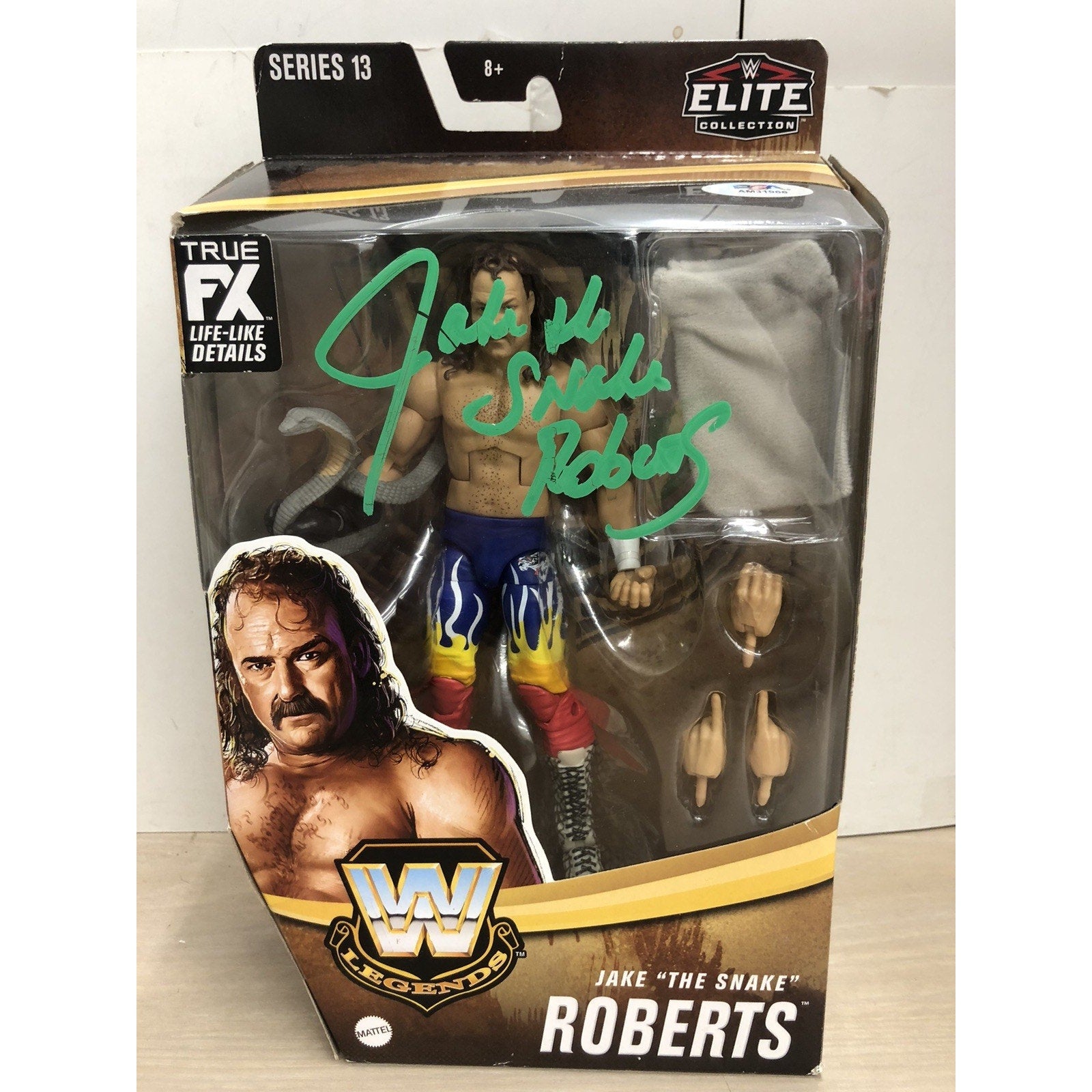 JAKE "THE SNAKE" ROBERTS Signed WWE Elite Legends Series 13 Autograph PSA COA