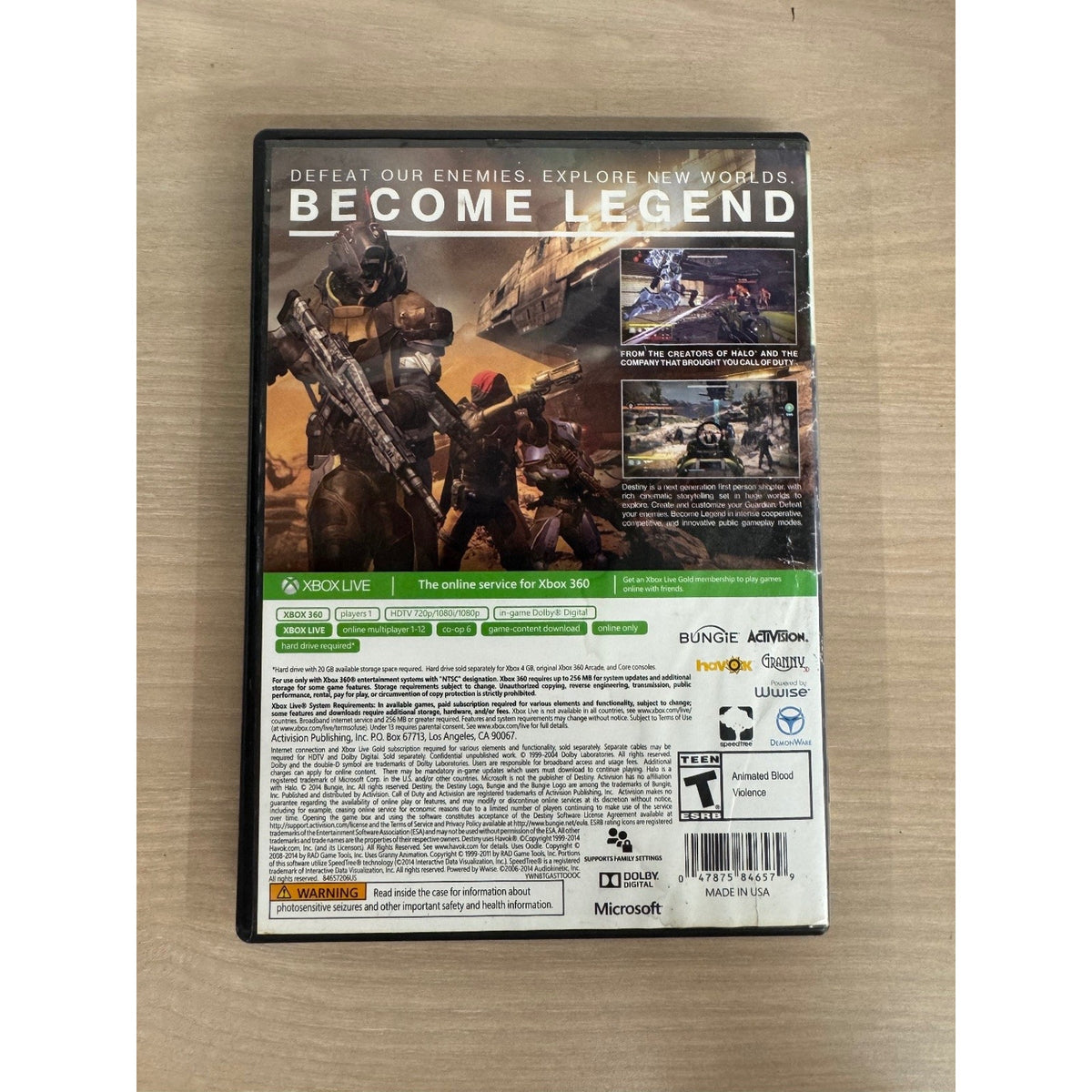 Destiny Xbox 360 Video Game FPS Sci-Fi Multiplayer Online