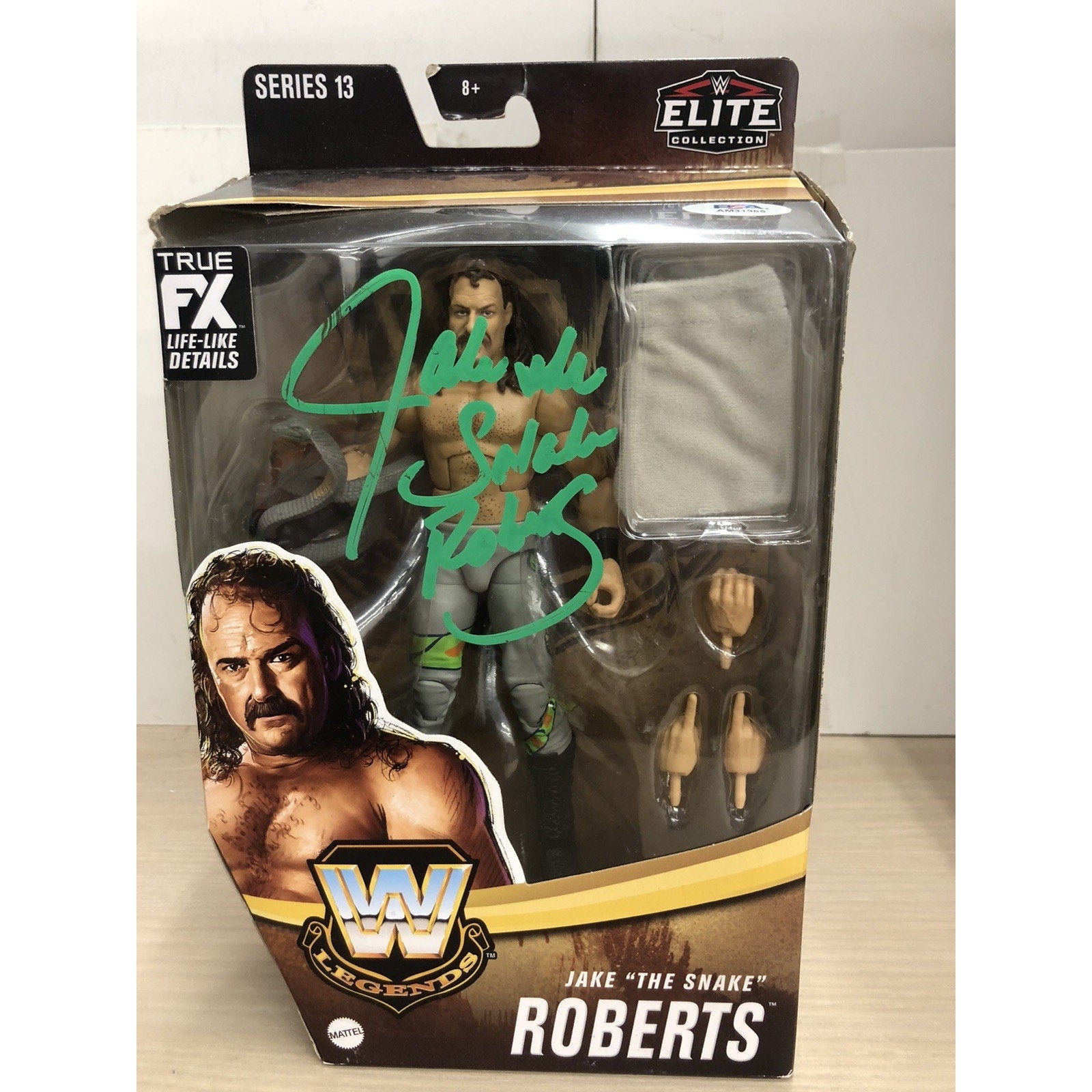 JAKE "THE SNAKE" ROBERTS Signed CHASE WWE Elite Legends Series 13 Auto PSA COA