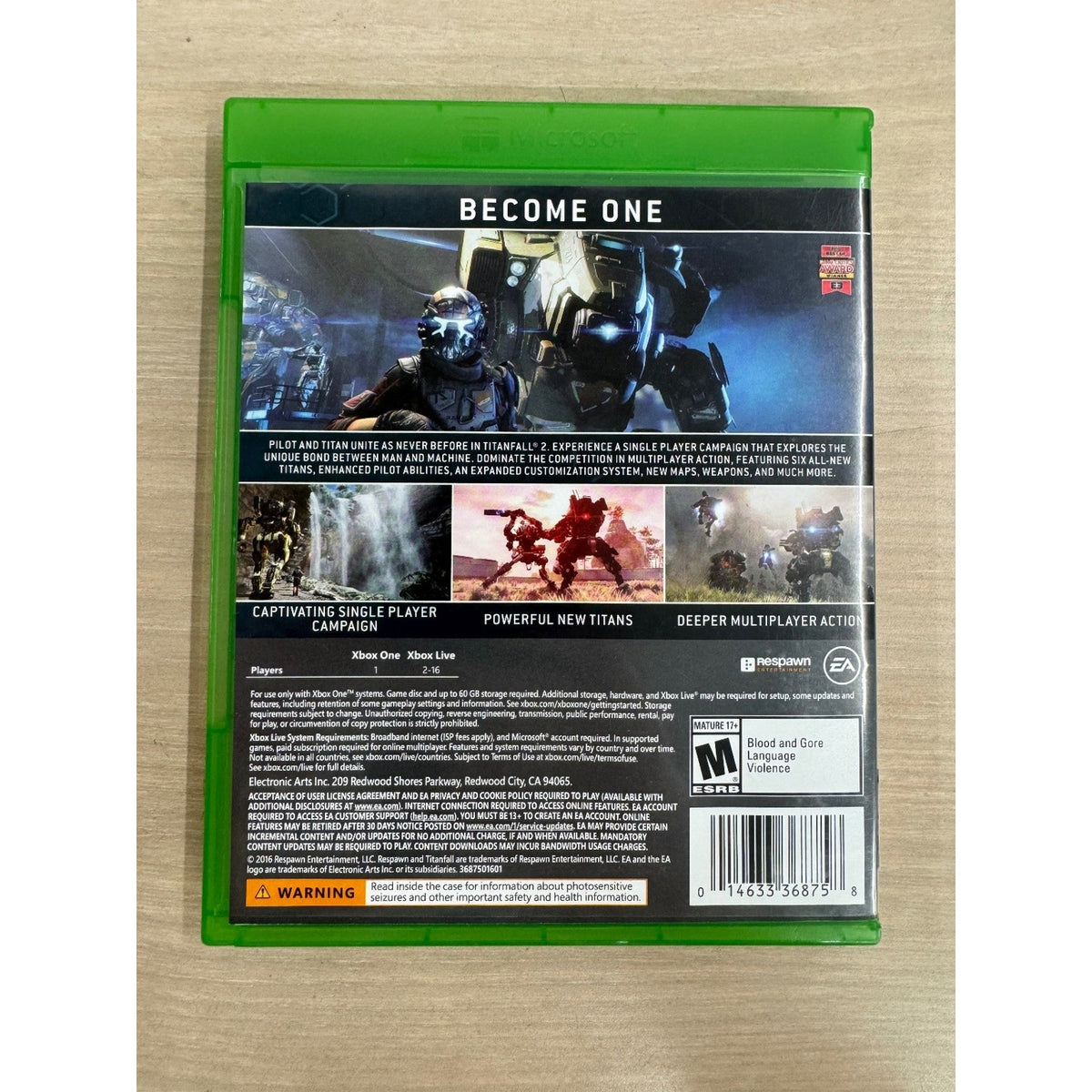 Titanfall 2 Xbox One Video Game Sci-Fi FPS Multiplayer Campaign
