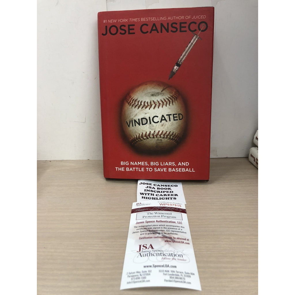 Jose Canseco VINDICATED Autographed Signed Book Baseball “career Highlights” JSA