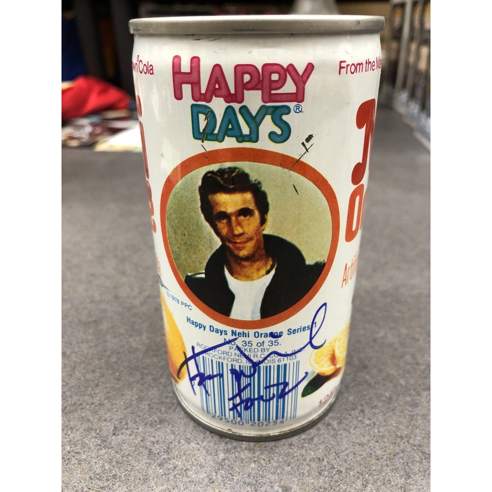 Henry Winkler Signed 1970's Nehi Happy Days Fonzie Orange Soda can, #35 PSA Auto
