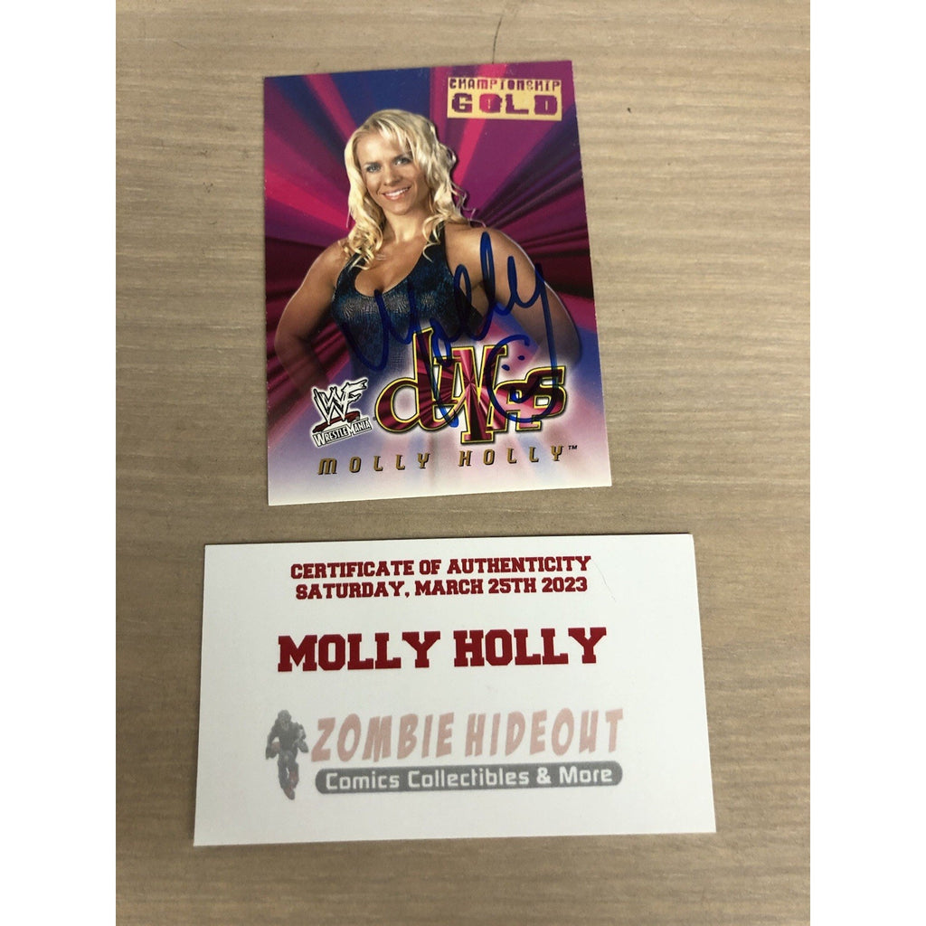 SIGNED AUTOGRAPH 2001 Fleer WWF Wrestlemania Championship Gold Molly Holly #69