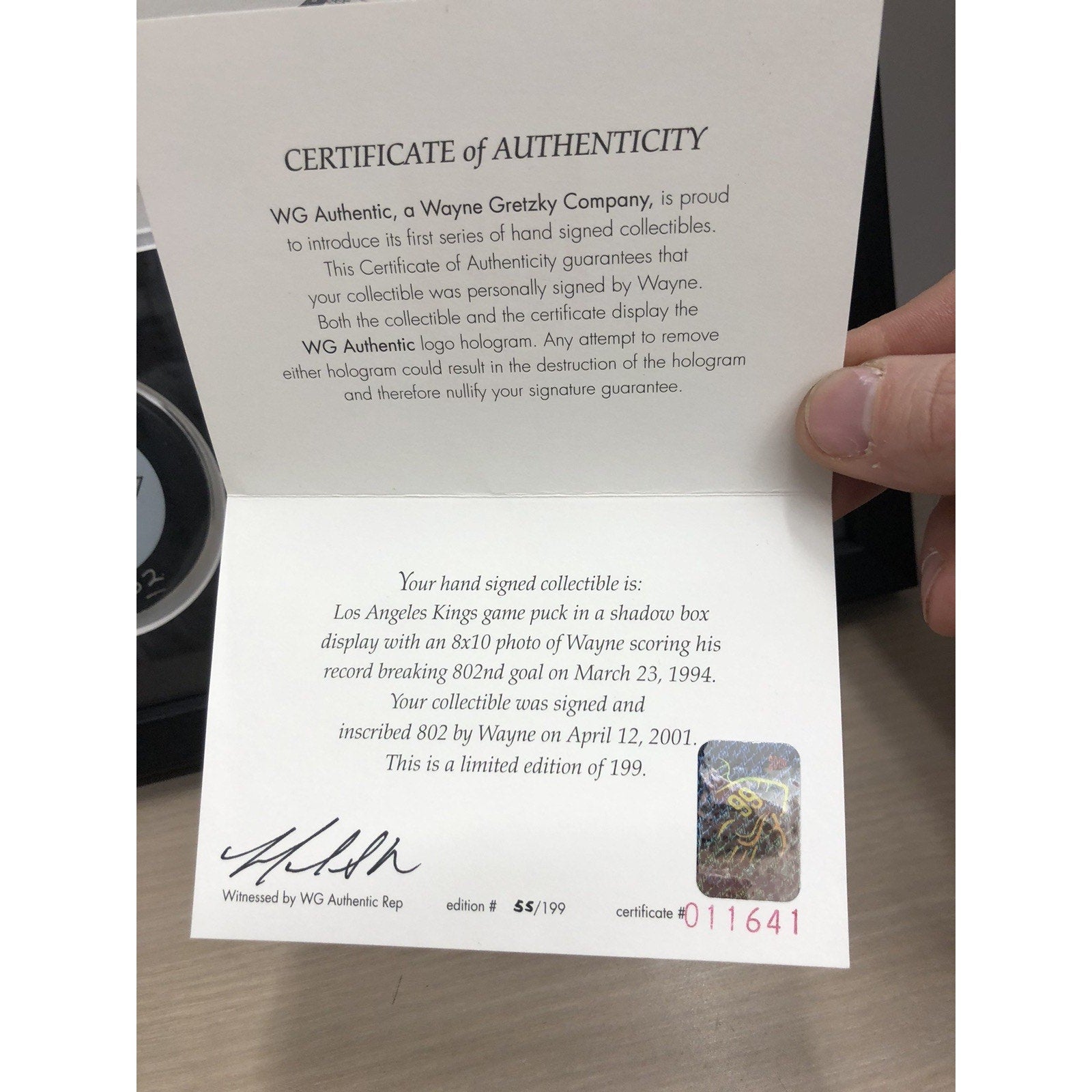 Signed Puck In A Shadow Box With Photo Wayne Gretzky