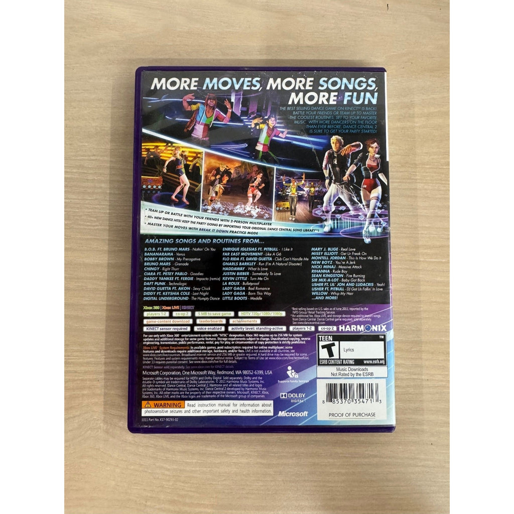 Dance Central 2 Xbox 360 Video Game Kinect Multiplayer Dance Music