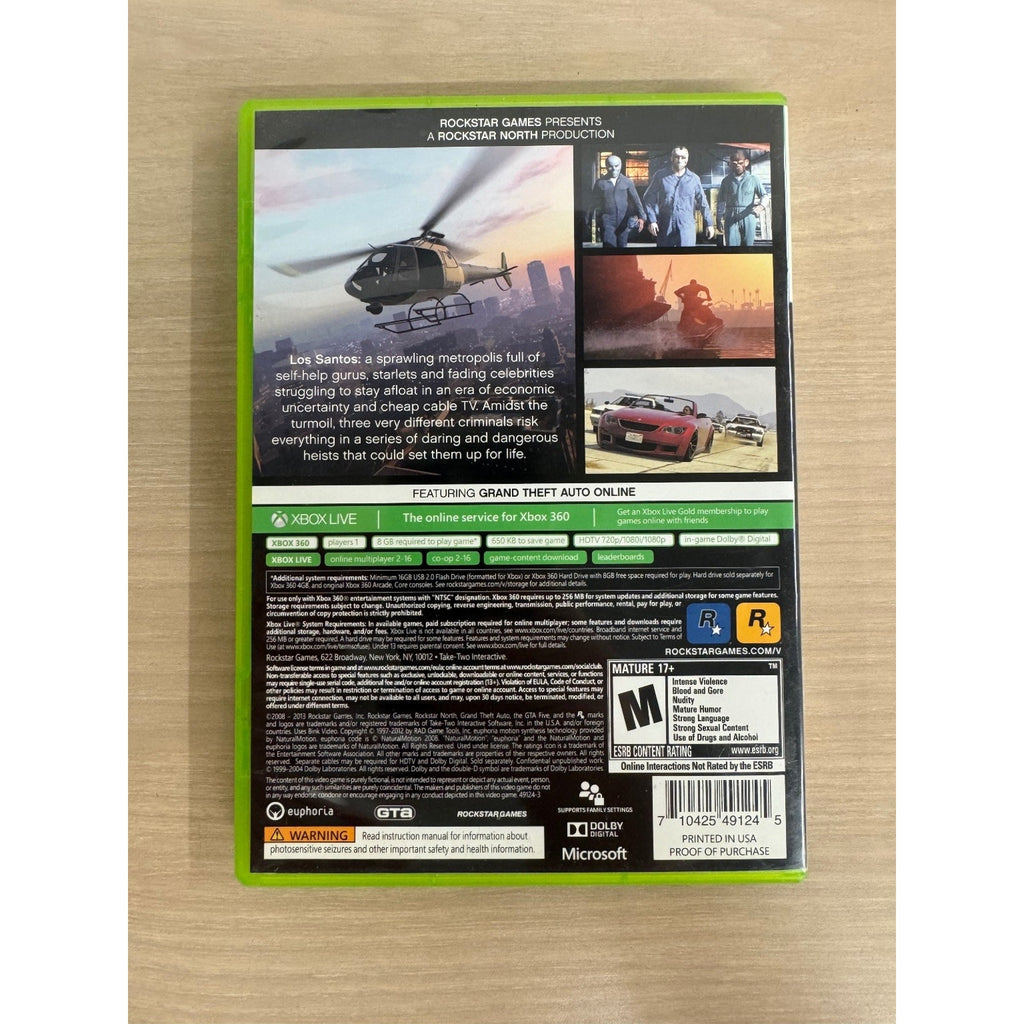 Grand Theft Auto V Xbox 360 Video Game GTA 5 Open World Action Multiplayer
