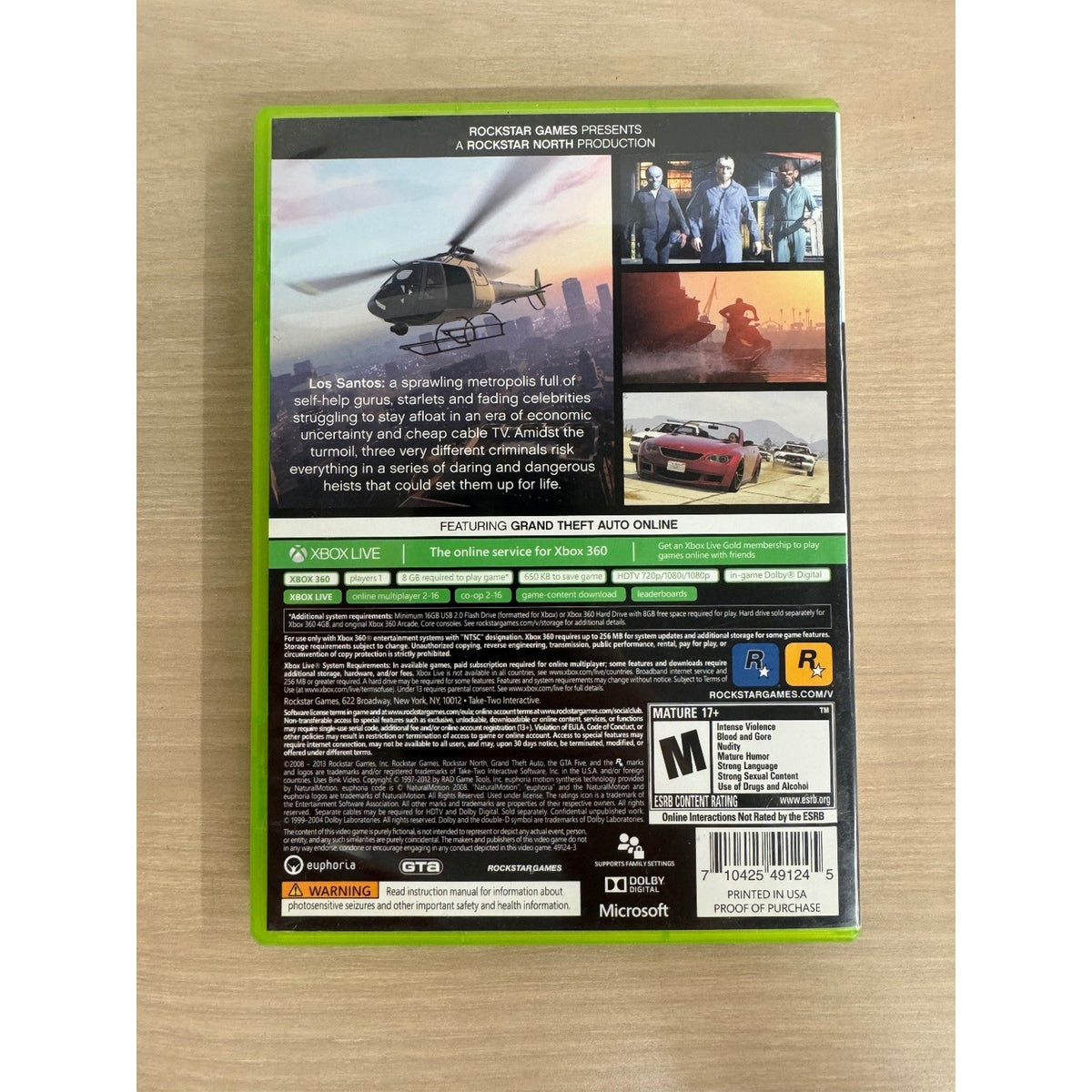 Grand Theft Auto V Xbox 360 Video Game GTA 5 Open World Action Multiplayer