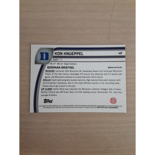 2024-25 Bowman University Chrome Sapphire Edition - Kon Knueppel #48 (RC)