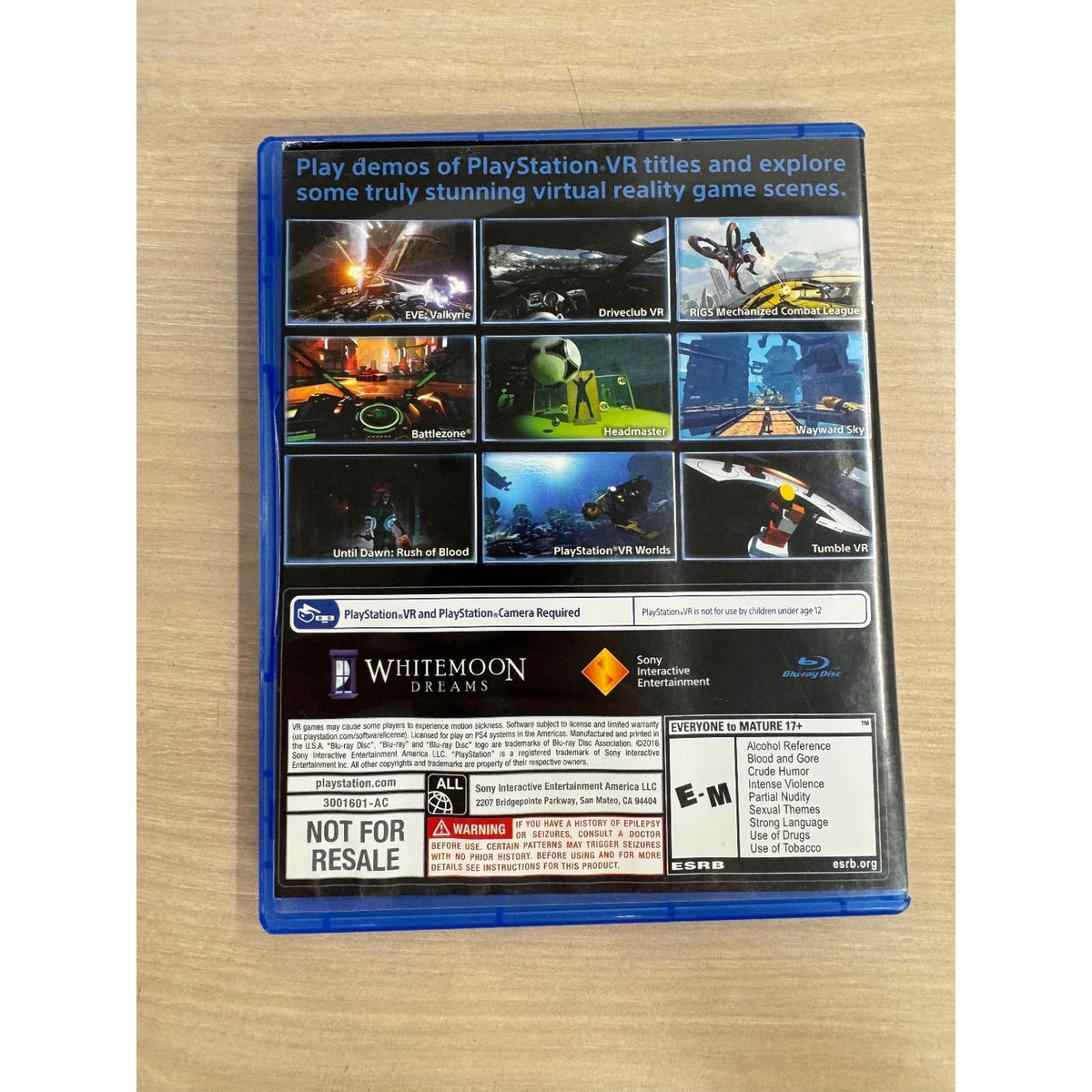 PlayStation VR Demo Disc PS4 PlayStation 4 VR Video Game