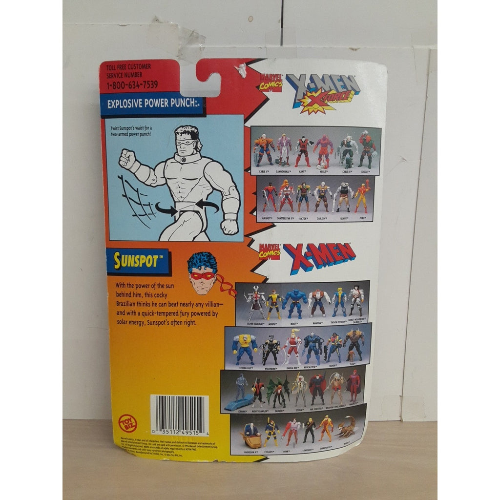 Marvel X-Men X-Force Sunspot Action Figure Explosive Power Punch 1994 Toy Biz
