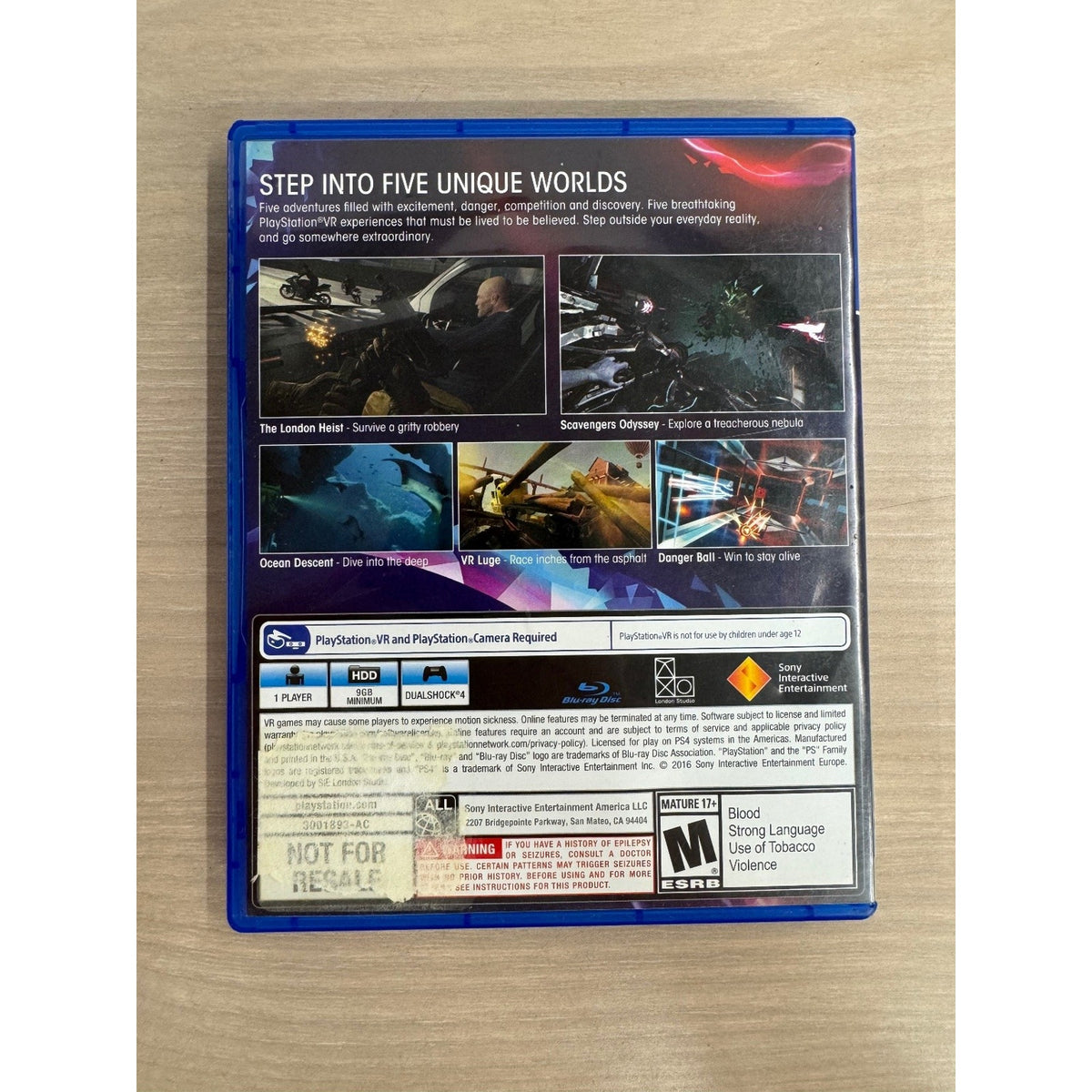 PlayStation VR WORLDS PS4 PlayStation VR Video Game 5 Games Action Adventure