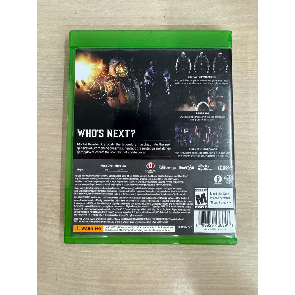 Mortal Kombat X Xbox One Video Game Fighting Multiplayer NTSC-U/C