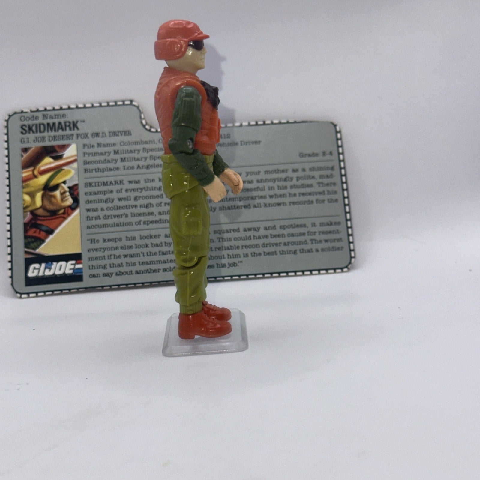 Vintage GI Joe Skidmark Complete 3.75" Action Figure Desert Fox Driver 1988 ARAH