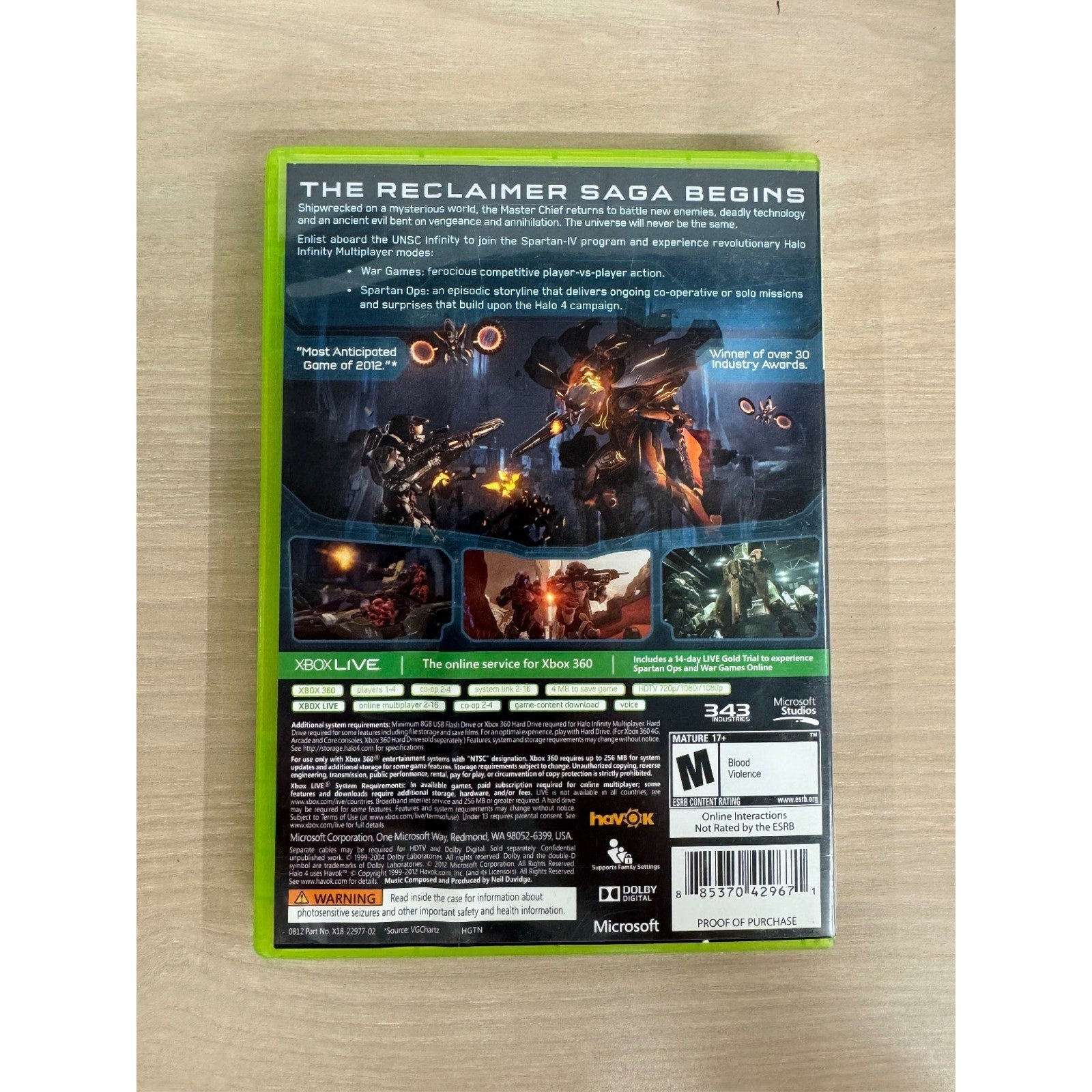 Halo 4 Xbox 360 Video Game Multiplayer NTSC Online Co-op FPS