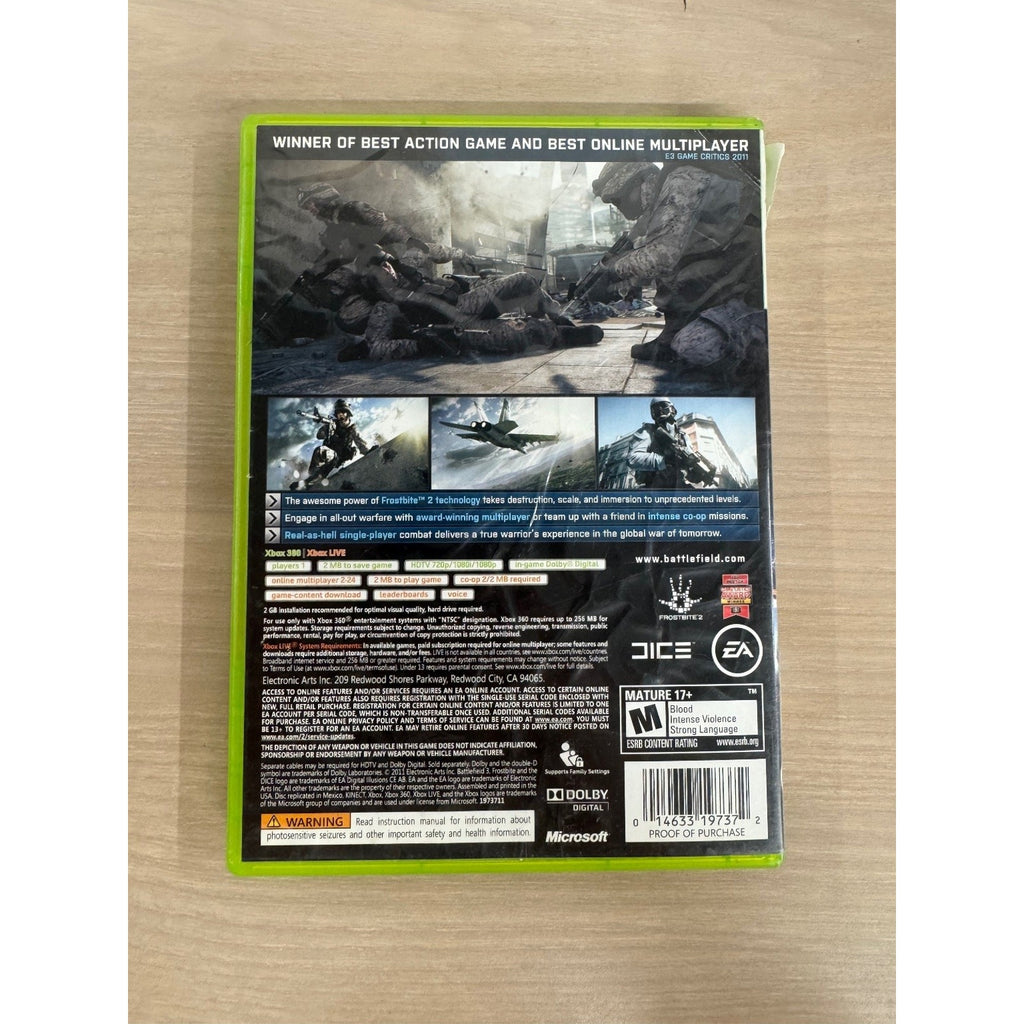 Battlefield 3 Limited Edition Xbox 360 Video Game Multiplayer Co-Op FPS