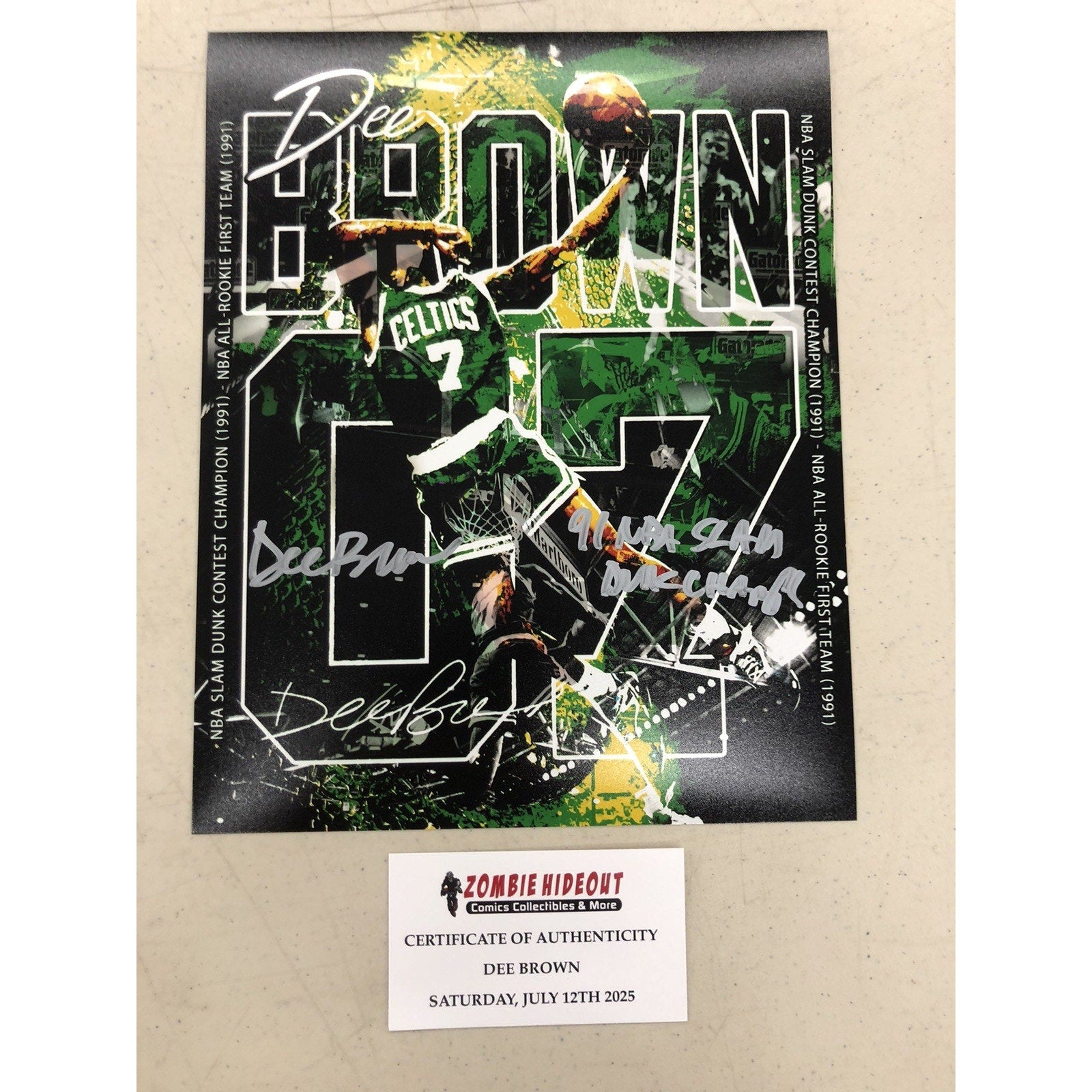 Dee Brown Signed 8x10 Autograph 91 Slam Dunk Champ Boston Celtics W/ Store CoA