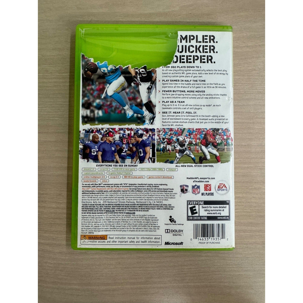 Madden NFL 11 Xbox 360 Video Game Football Sports Multiplayer NTSC