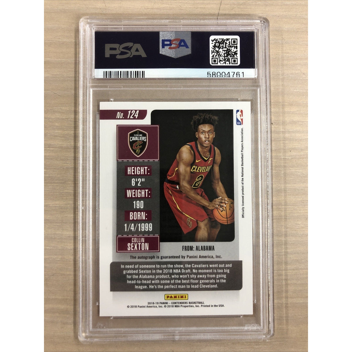 2018-19 Panini Contenders Basketball Collin Sexton (BAK Variation) Auto PSA 9