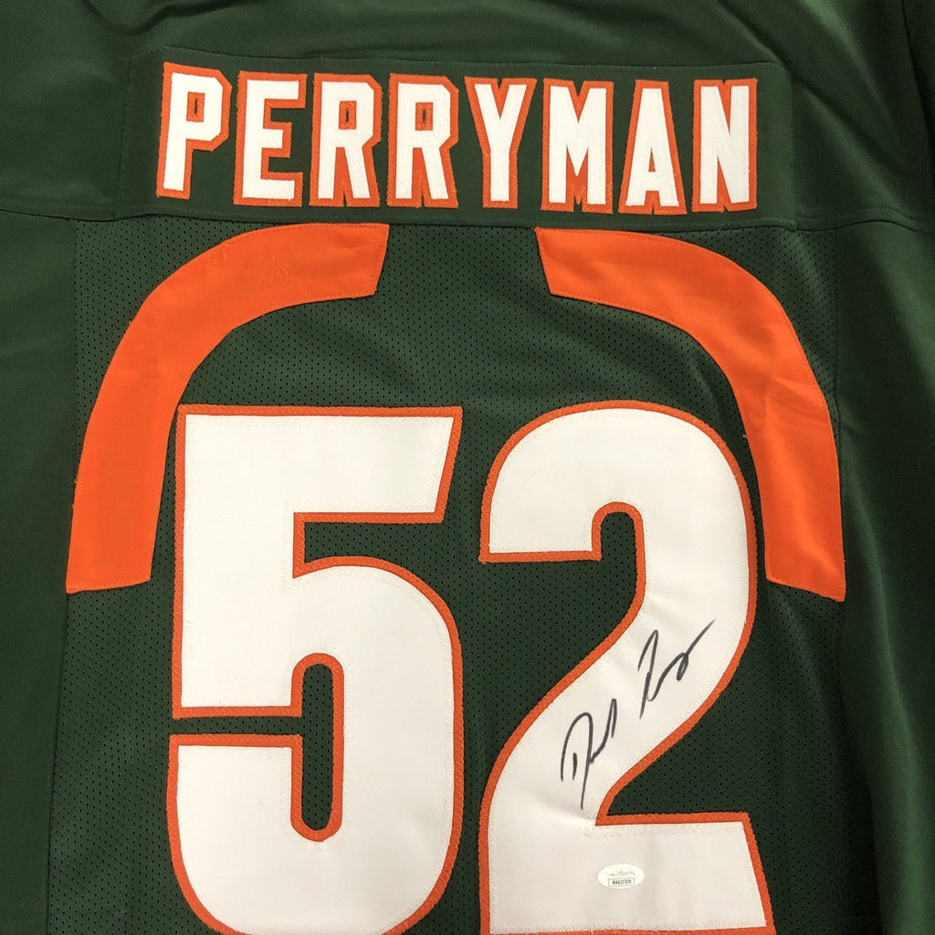 Denzel Perryman Signed Custom Green #52 Jersey JSA COA Miami Hurricanes