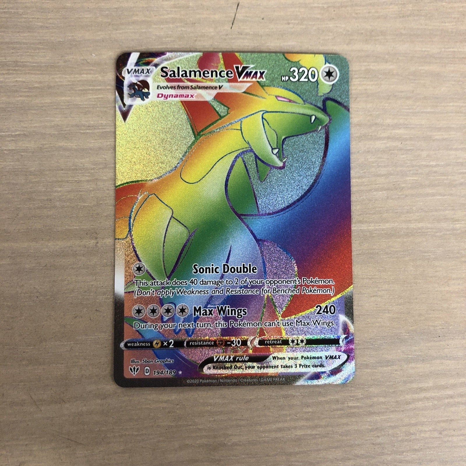Salamence VMAX (Secret) 194/189 Swsh03: Darkness Ablaze Holo